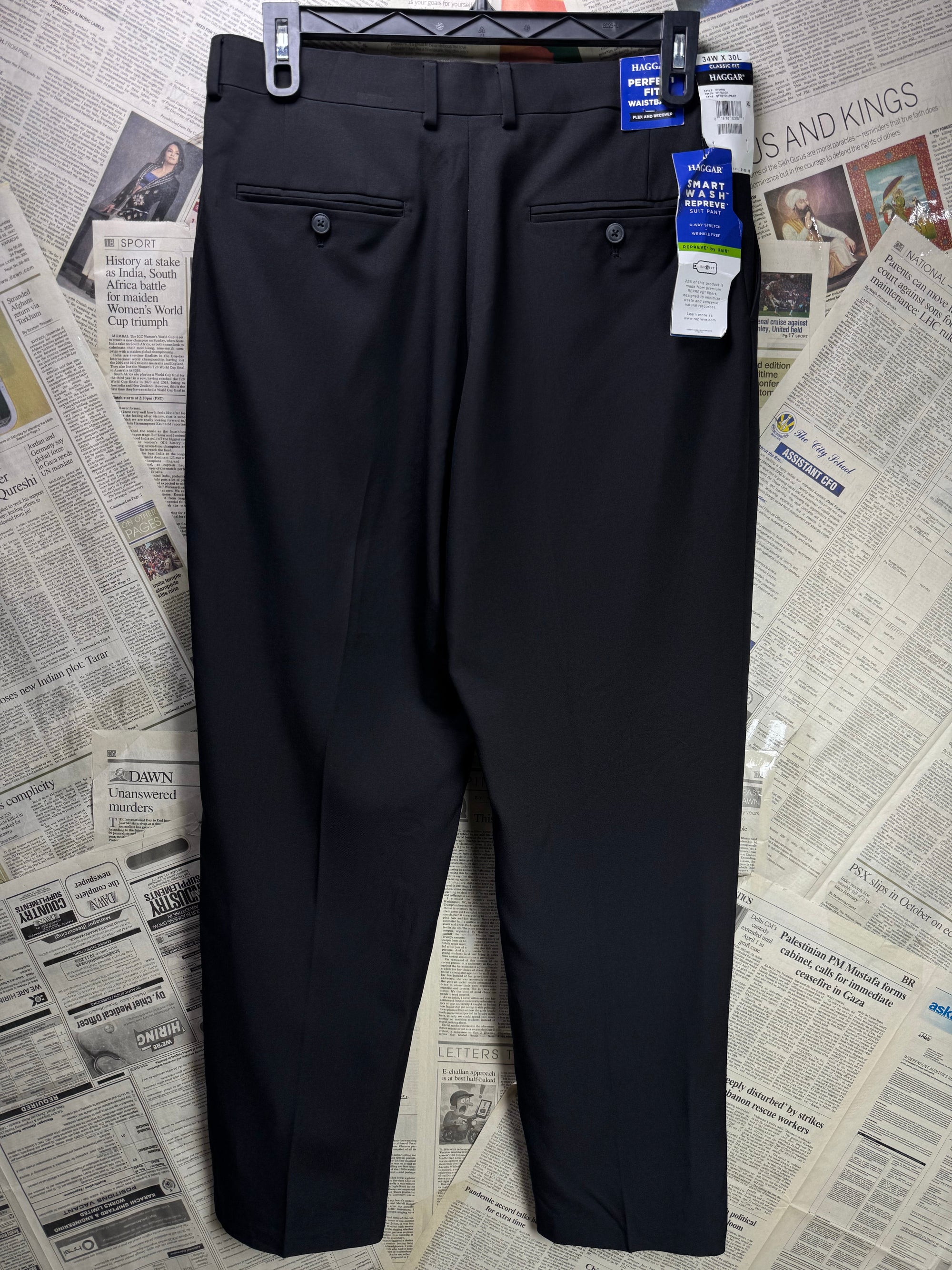 Haggar® Waist: 34" | Black | Golf Pants | Poly | 1361 - Genuine Maal