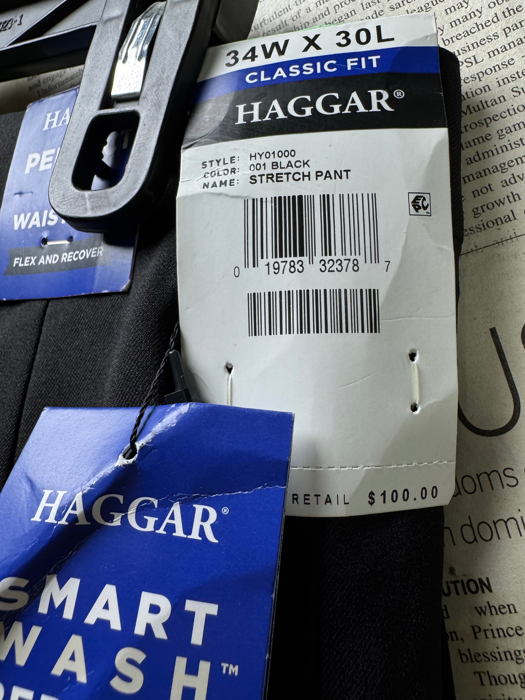 Haggar® Waist: 34" | Black | Golf Pants | Poly | 1361 - Genuine Maal