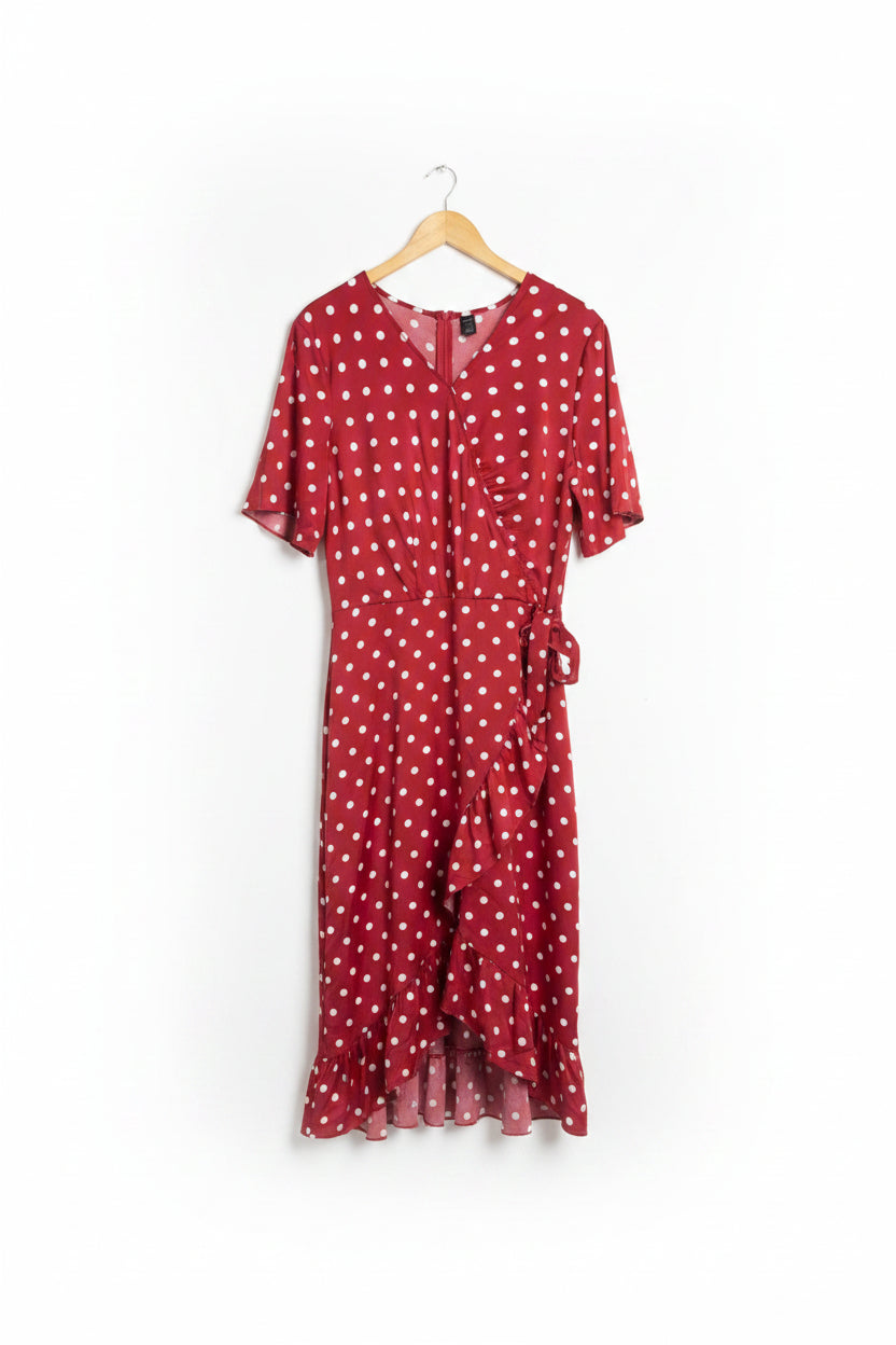 Shein® XL | Bust: 22" | Polka Dot | Midi Dress | B3 - 5025 - Genuine Maal