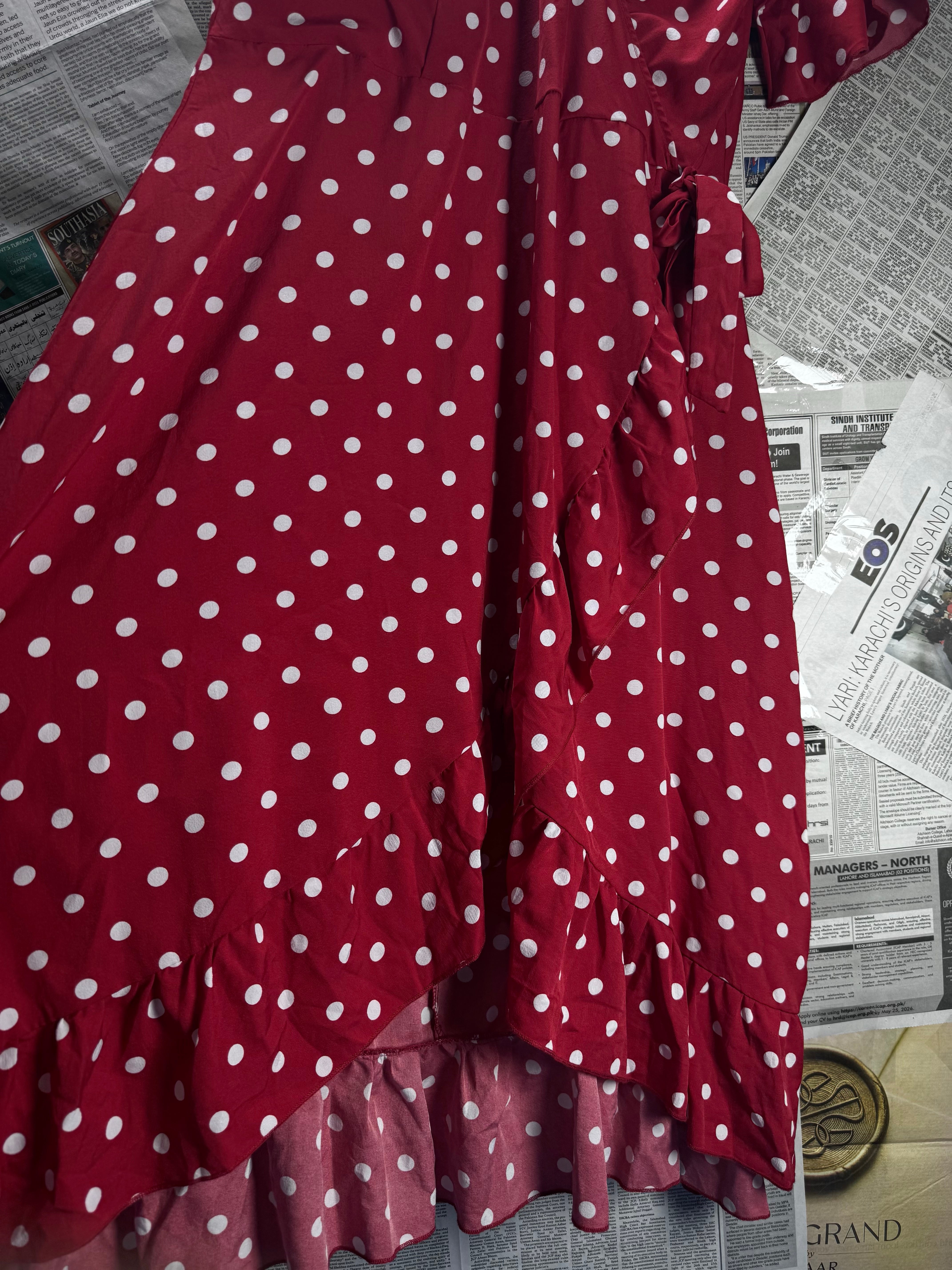 Shein® XL | Bust: 22" | Polka Dot | Midi Dress | B3 - 5025 - Genuine Maal