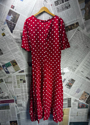 Shein® XL | Bust: 22" | Polka Dot | Midi Dress | B3 - 5025 - Genuine Maal