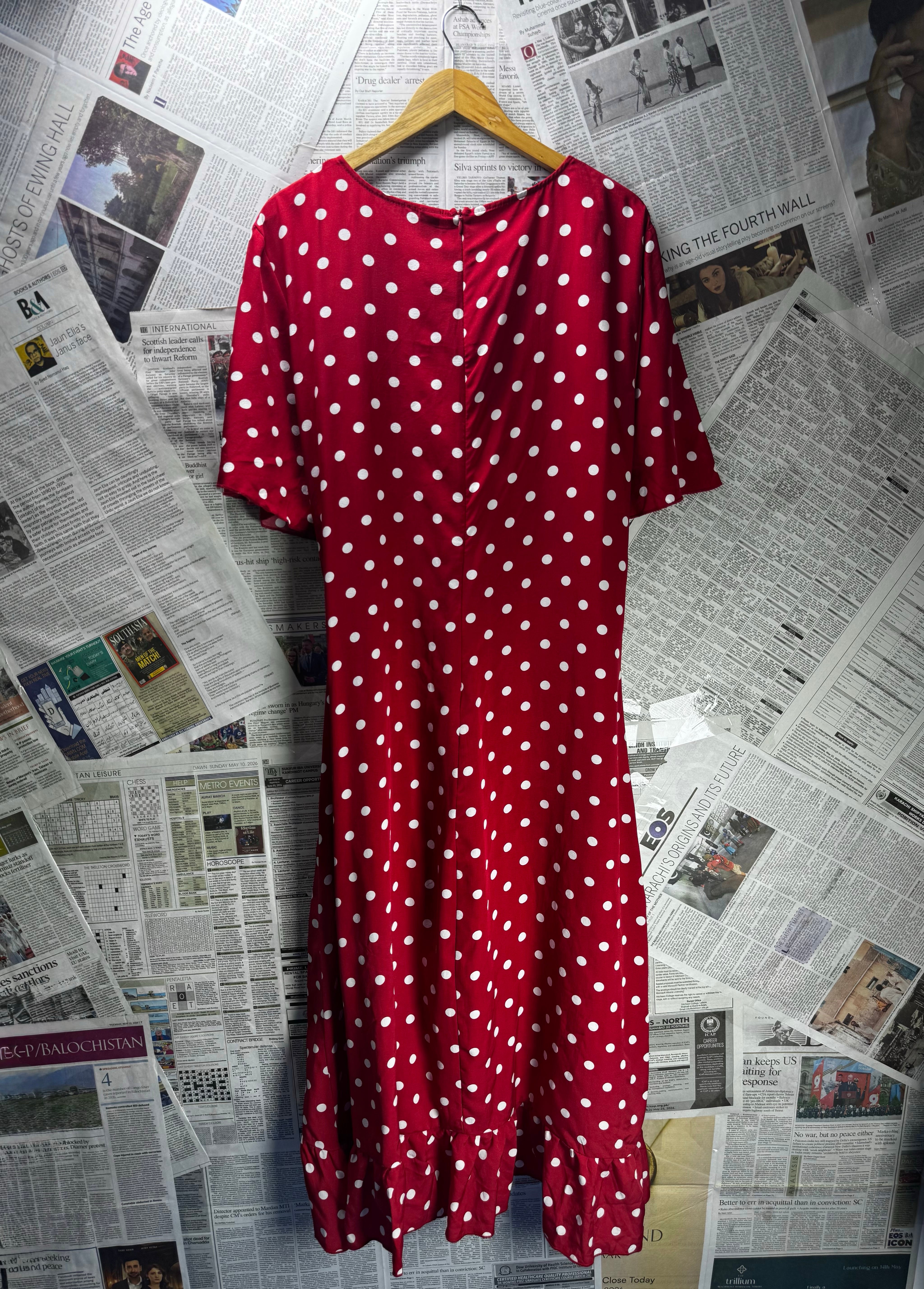 Shein® XL | Bust: 22" | Polka Dot | Midi Dress | B3 - 5025 - Genuine Maal