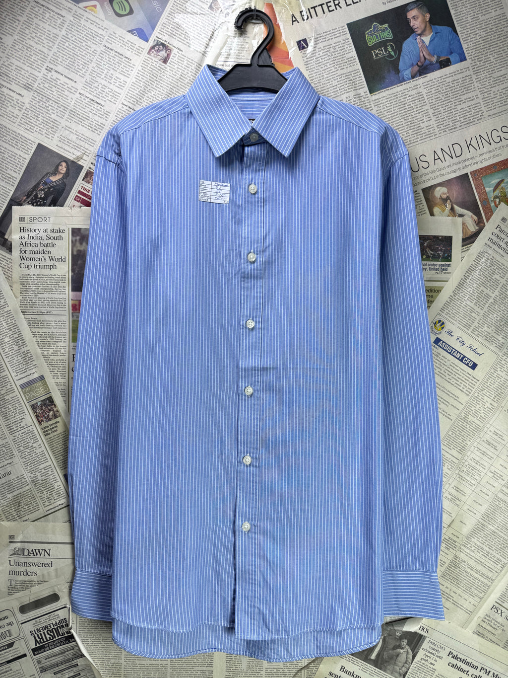 Tailor & Cutters® Medium | Chest: 22" | Blue Stripe | Shirt | Poly - Cotton | 4008 - Genuine Maal