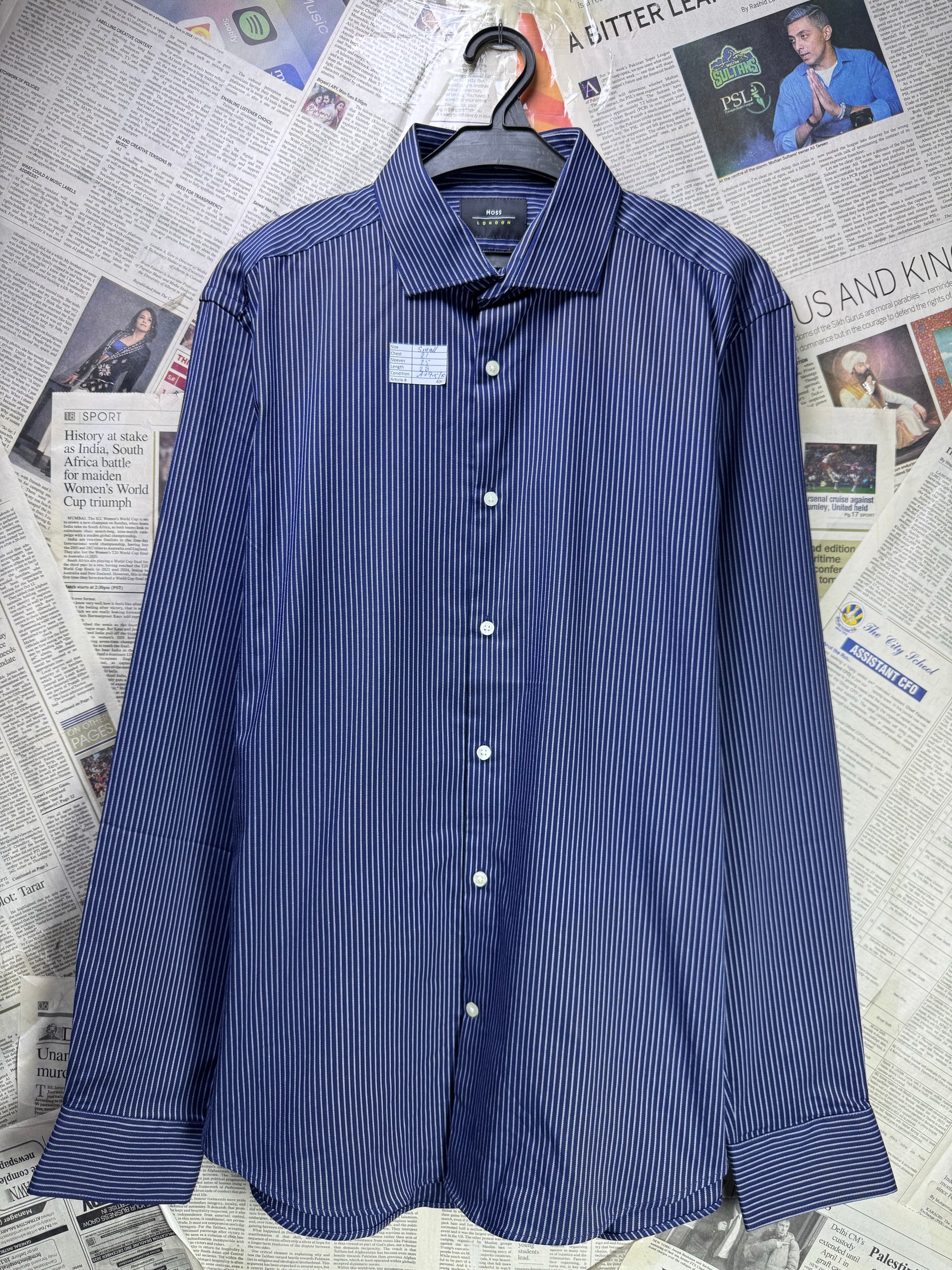 Moss® Small | Chest: 21" | Blue Stripe | Shirt | Poly - Cotton - Elastane | 4007 - Genuine Maal