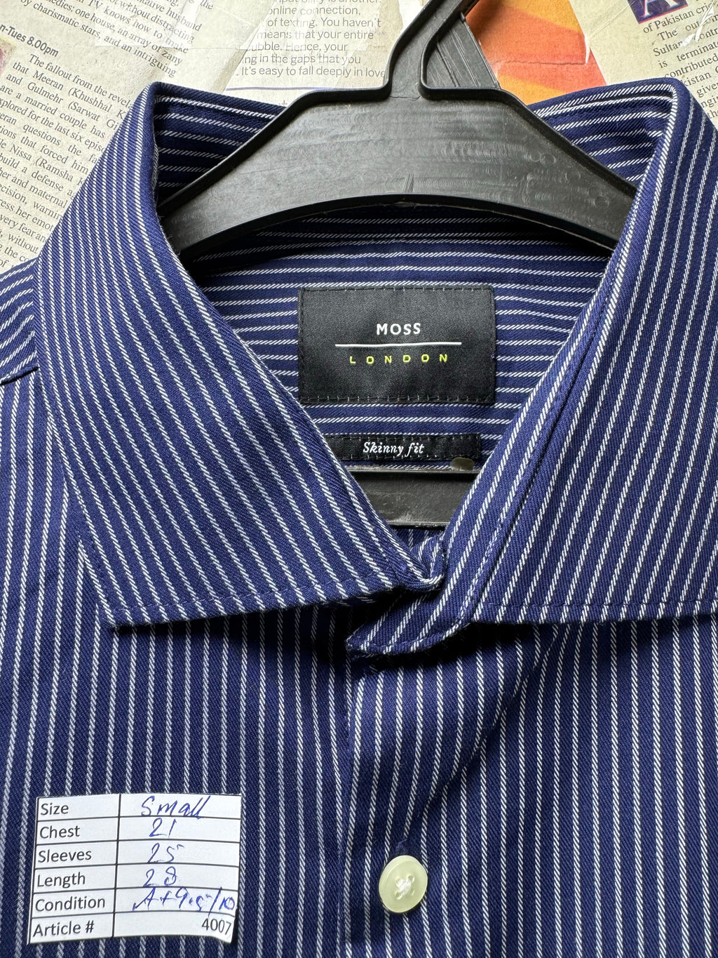 Moss® Small | Chest: 21" | Blue Stripe | Shirt | Poly - Cotton - Elastane | 4007 - Genuine Maal