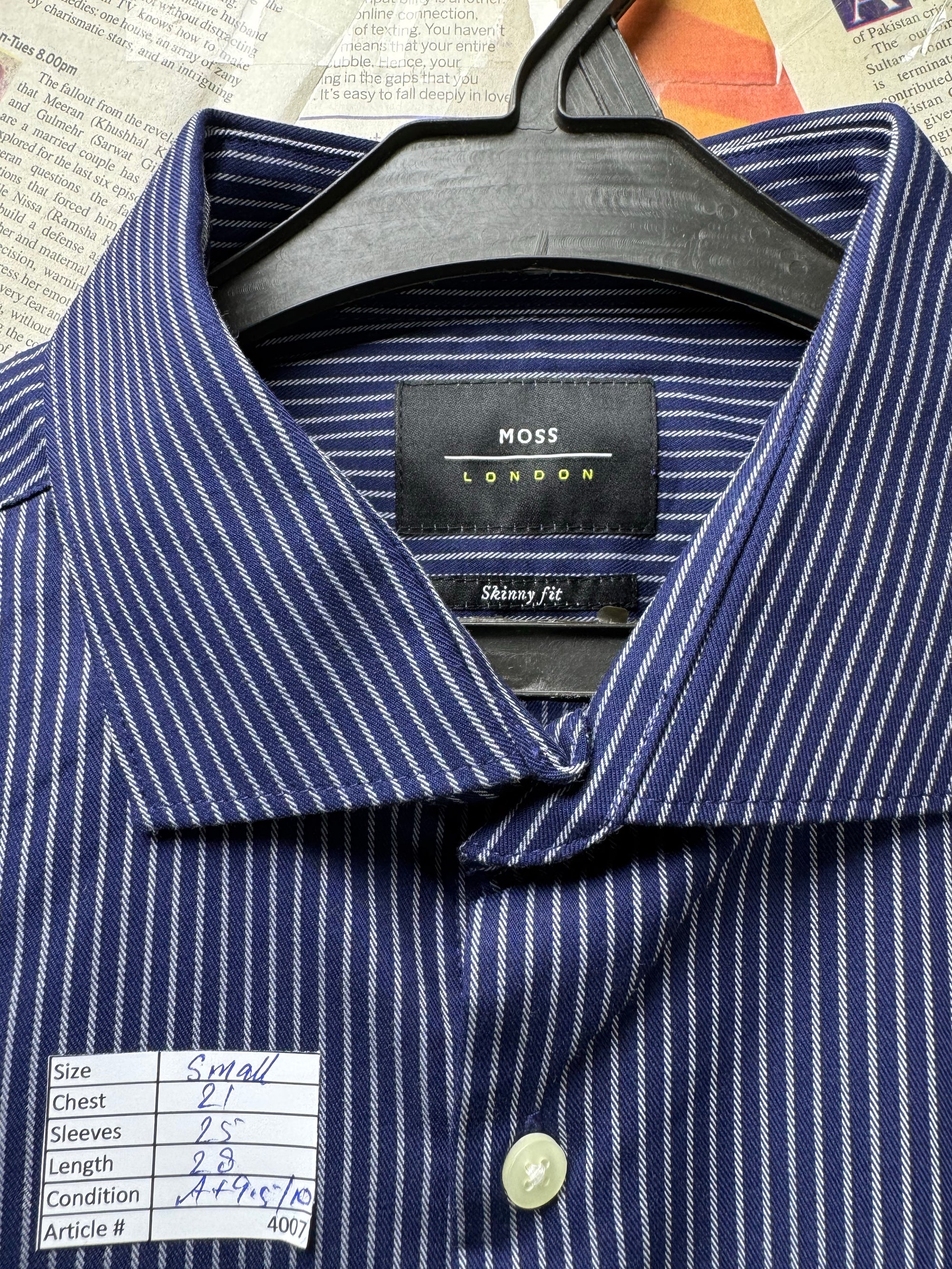 Moss® Small | Chest: 21" | Blue Stripe | Shirt | Poly - Cotton - Elastane | 4007 - Genuine Maal
