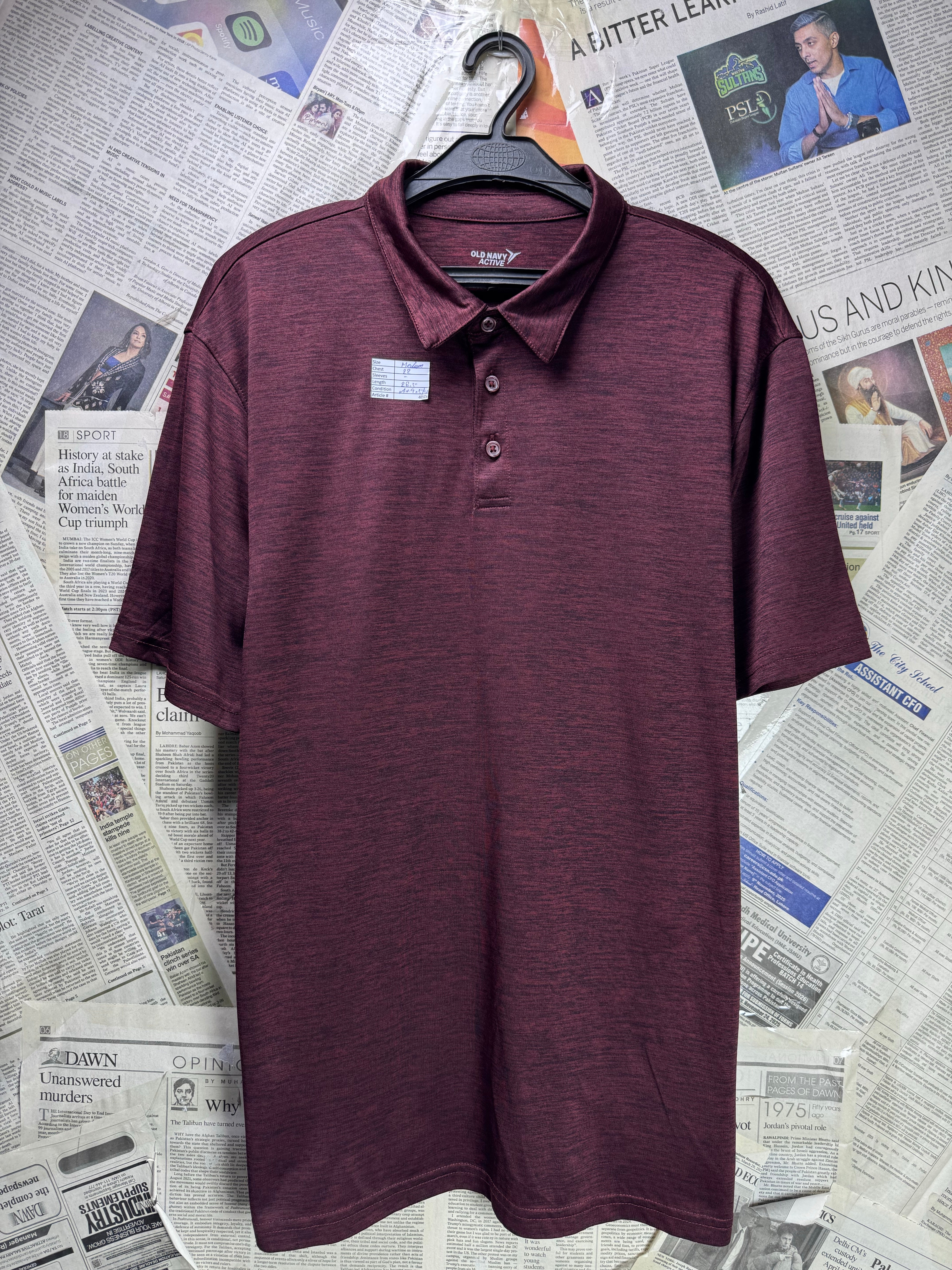 Old N*vy® Medium | Chest: 22" | Heather Maroon | Sports Polo | Poly | 4015 - Genuine Maal