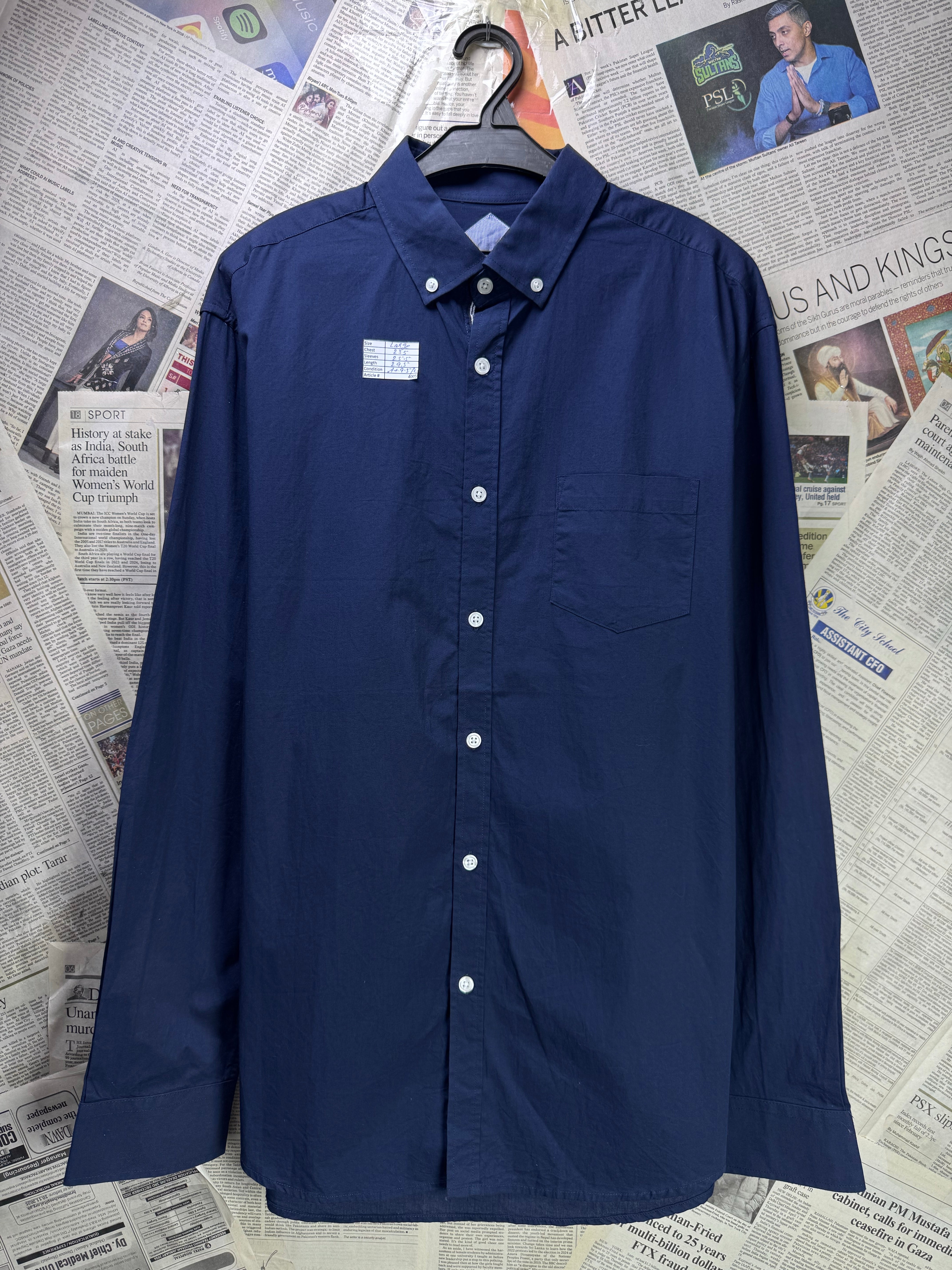Tarocash® Large | Chest: 23.5" | Blue | Shirt | Cotton | 4005 - Genuine Maal