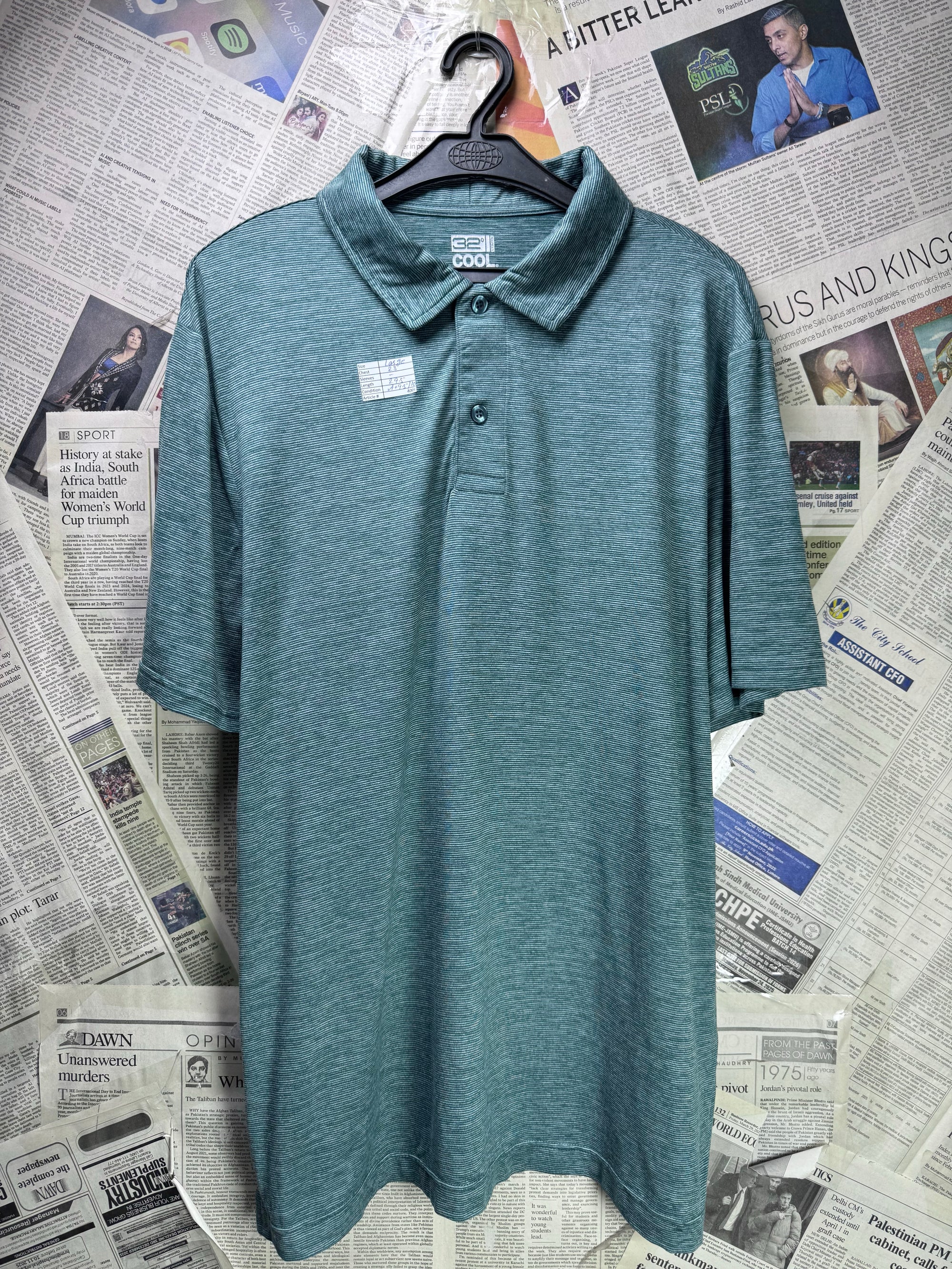 32 Cool® Large | Chest: 23" | Gym Polo | Poly - Elastane | 4006 - Genuine Maal