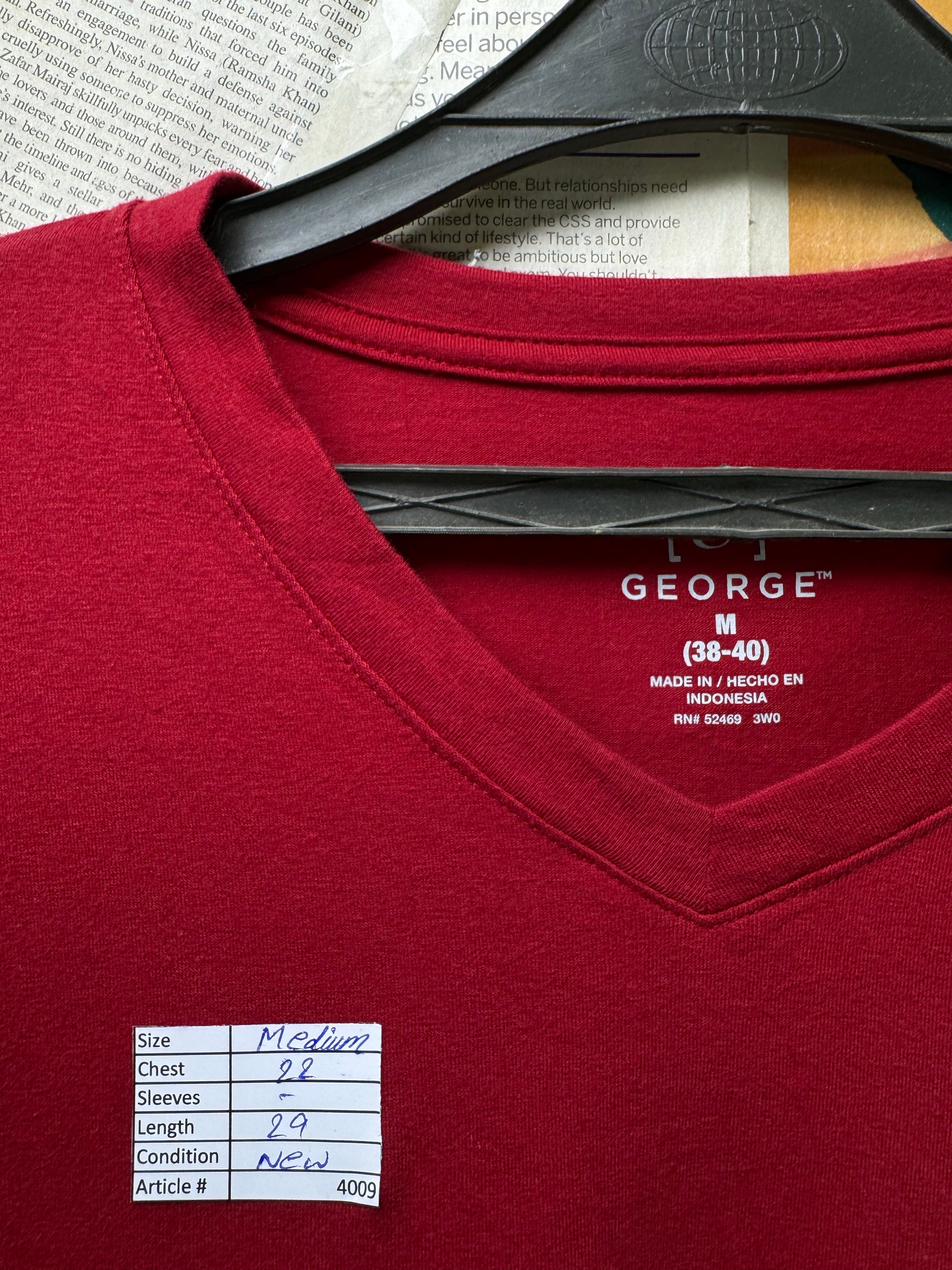 George® Medium | Chest: 22" | Red | T-Shirt | Cotton - Poly - Spandex | 4009 - Genuine Maal