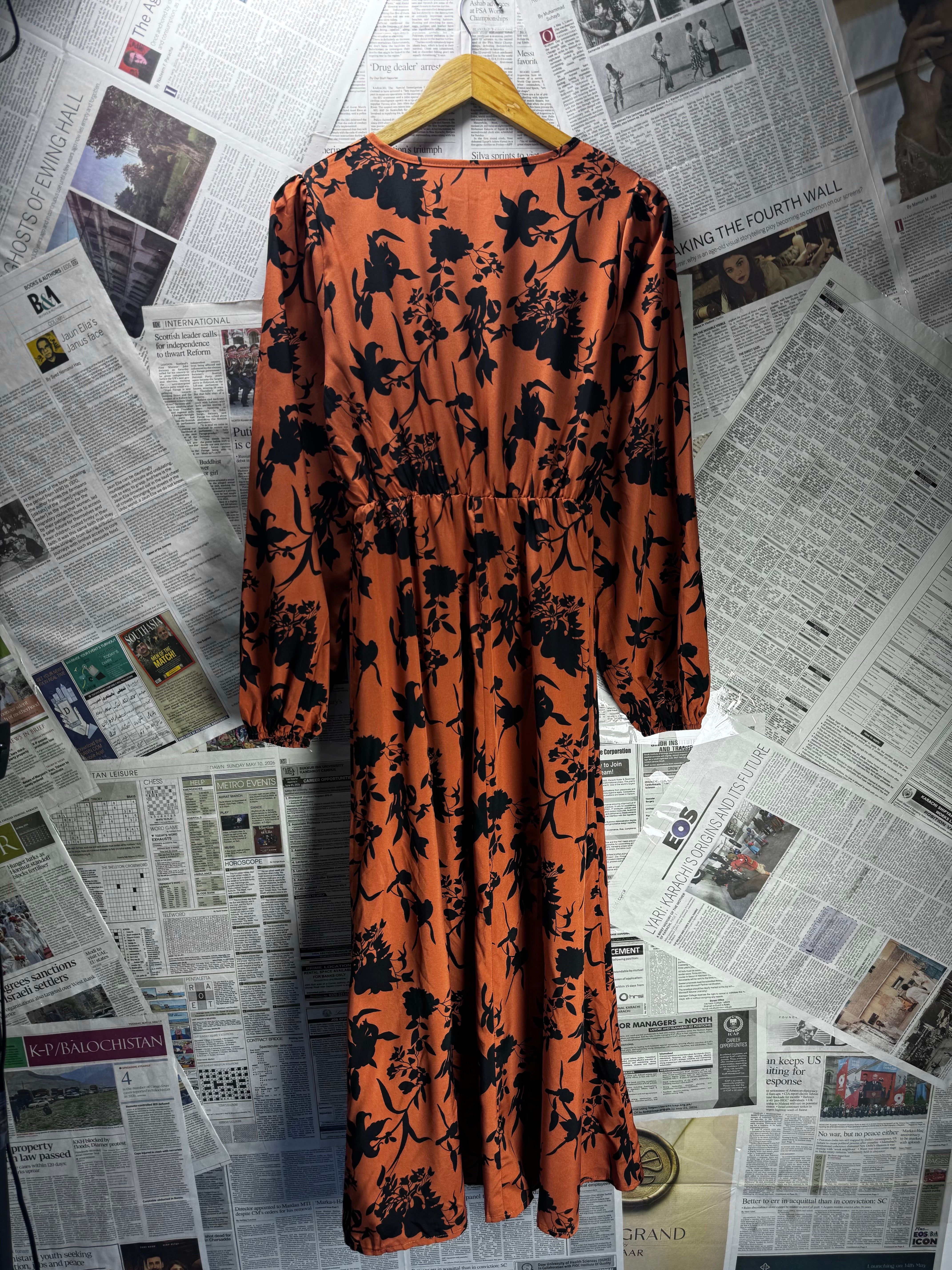 Shein® Small | Bust: 18" | Floral Silhouette | Maxi Dress | B3 - 5023 - Genuine Maal