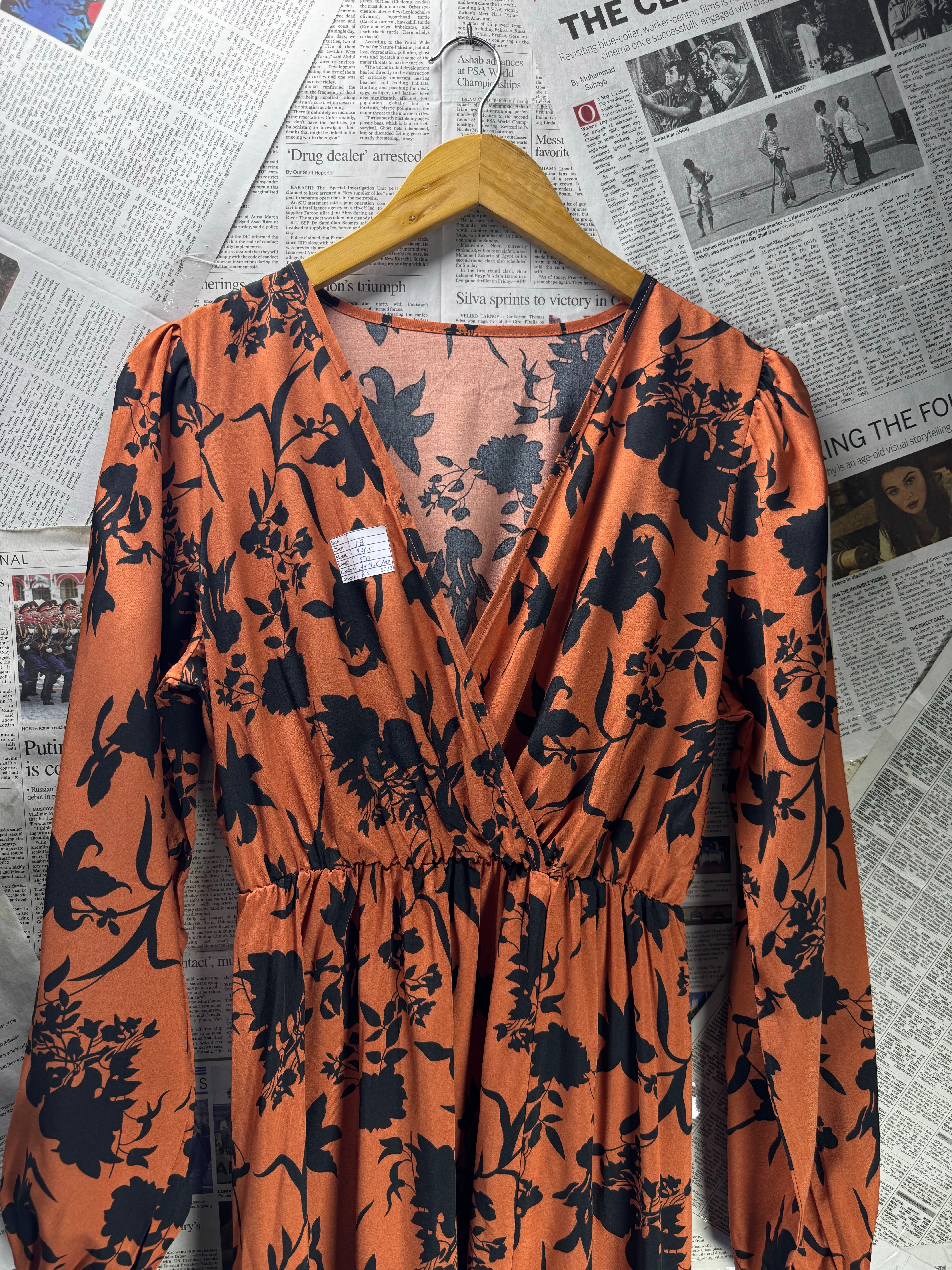 Shein® Small | Bust: 18" | Floral Silhouette | Maxi Dress | B3 - 5023 - Genuine Maal