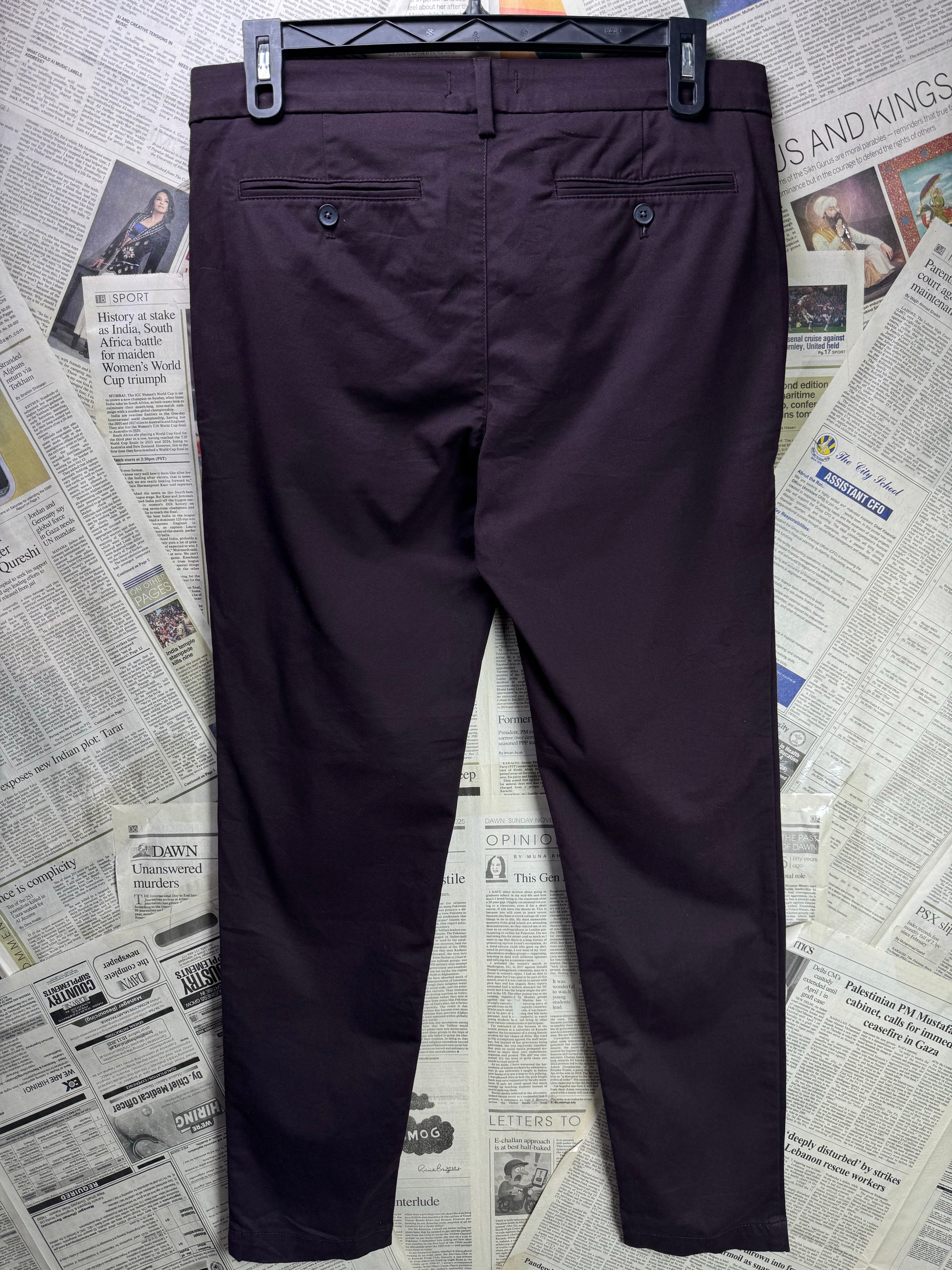Express® Waist: 34" | Burgundy | Super Skinny Fit Chino Pants | Cotton - Poly - Spandex | 1449 - Genuine Maal