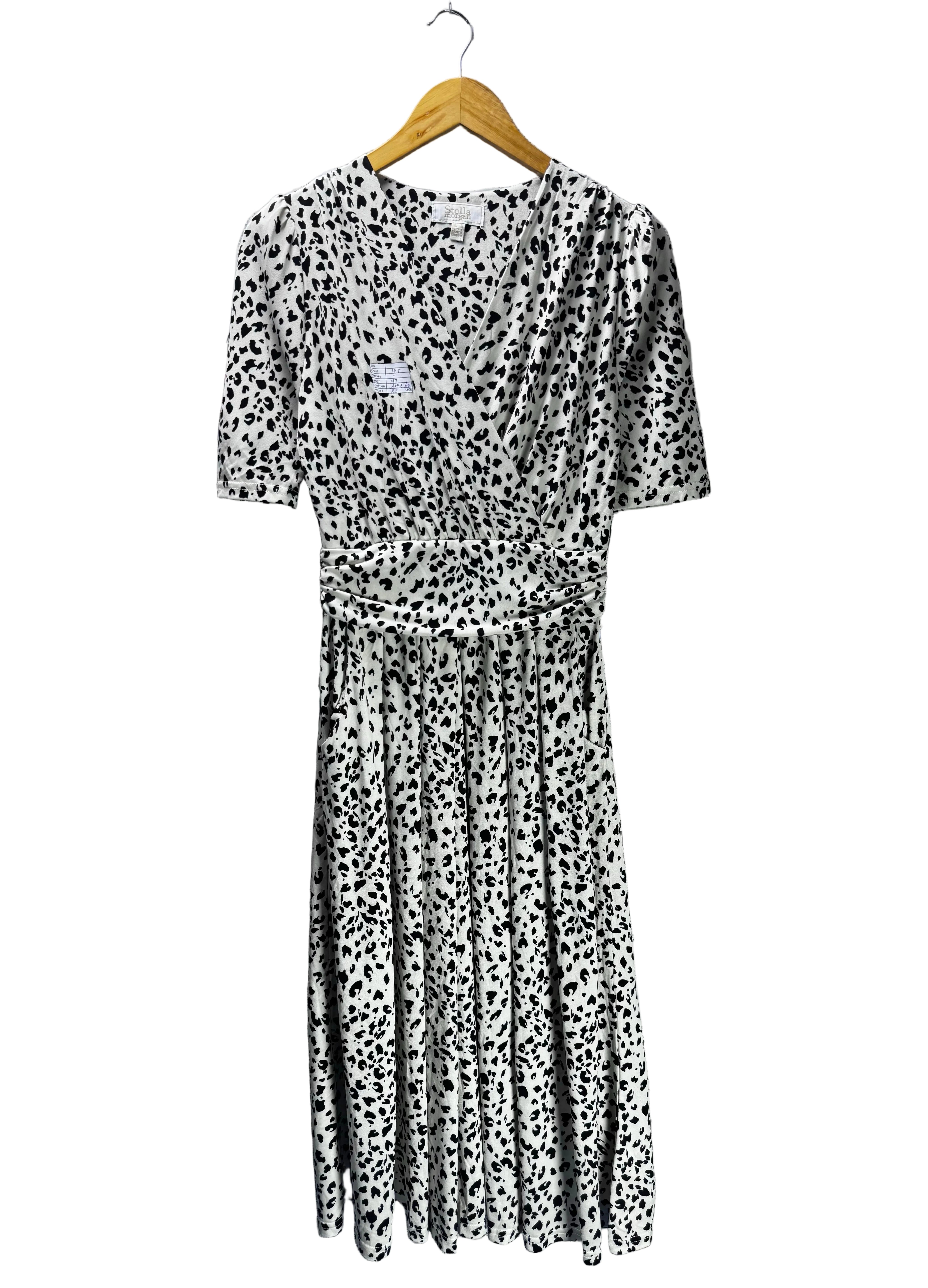 Stella Morgan® XS | Bust: 16.5" | Dalmatian | Midi Dress | B3 - 5408 - Genuine Maal