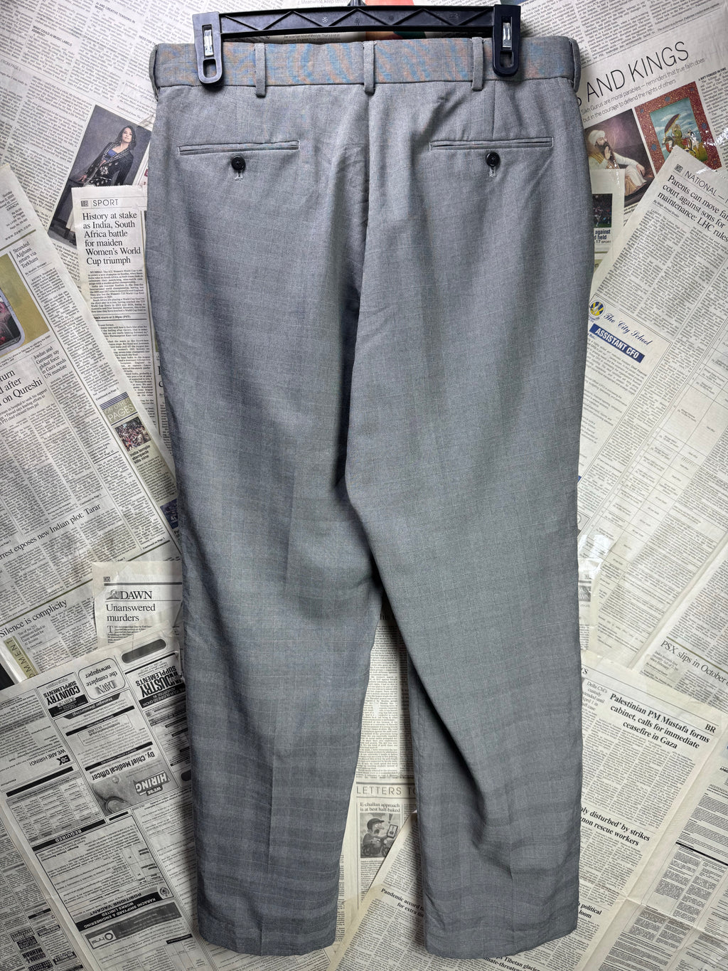 Stafford's® Waist: 36" | Grey Plaid | Classic Fit Dress Pants | Poly - Viscose | 1434 - Genuine Maal