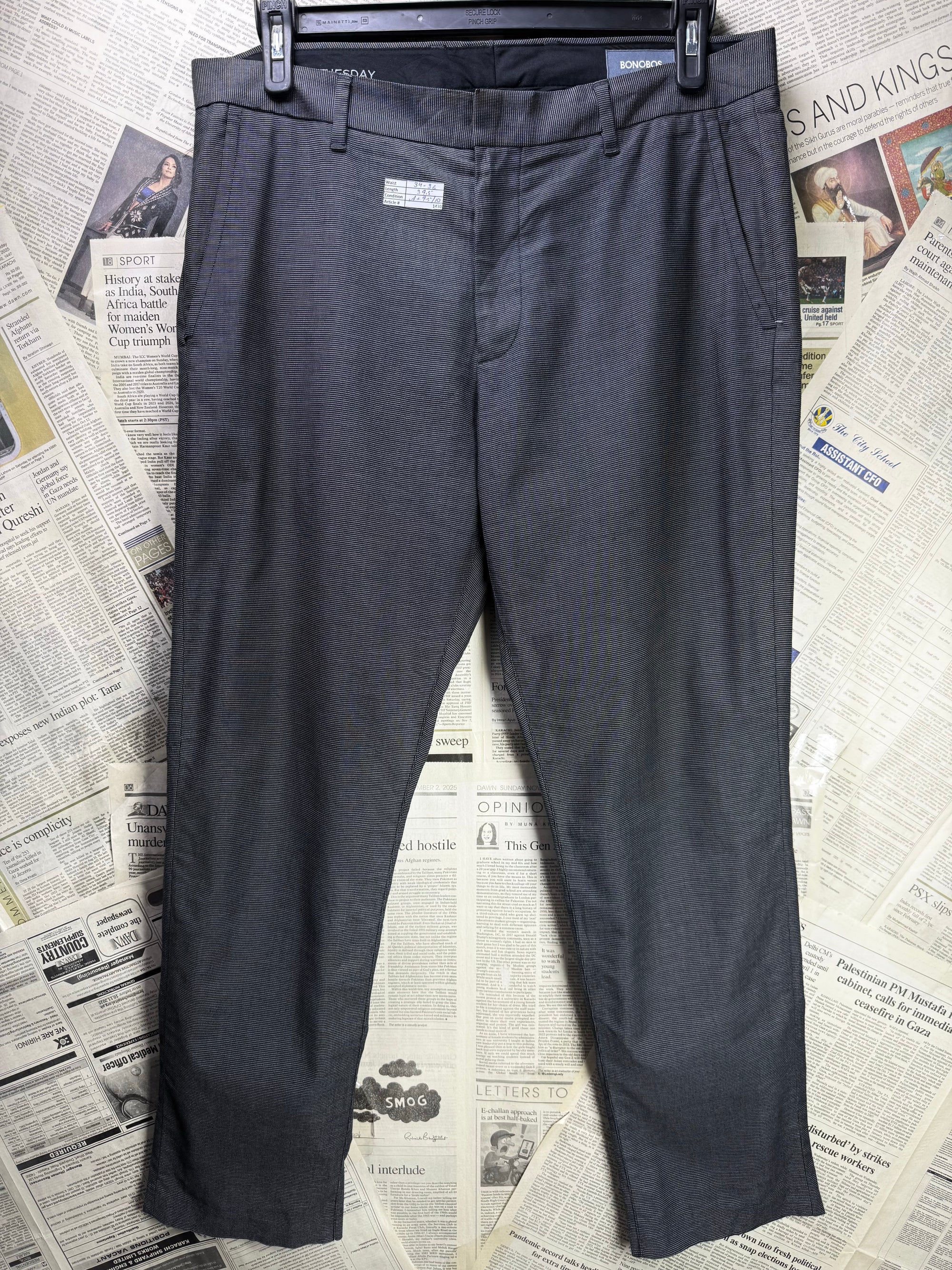 Bonobos® Waist: 34" to 36" | Dark Grey | Semi Formal Pants | Cotton - Elastane | 1430 - Genuine Maal