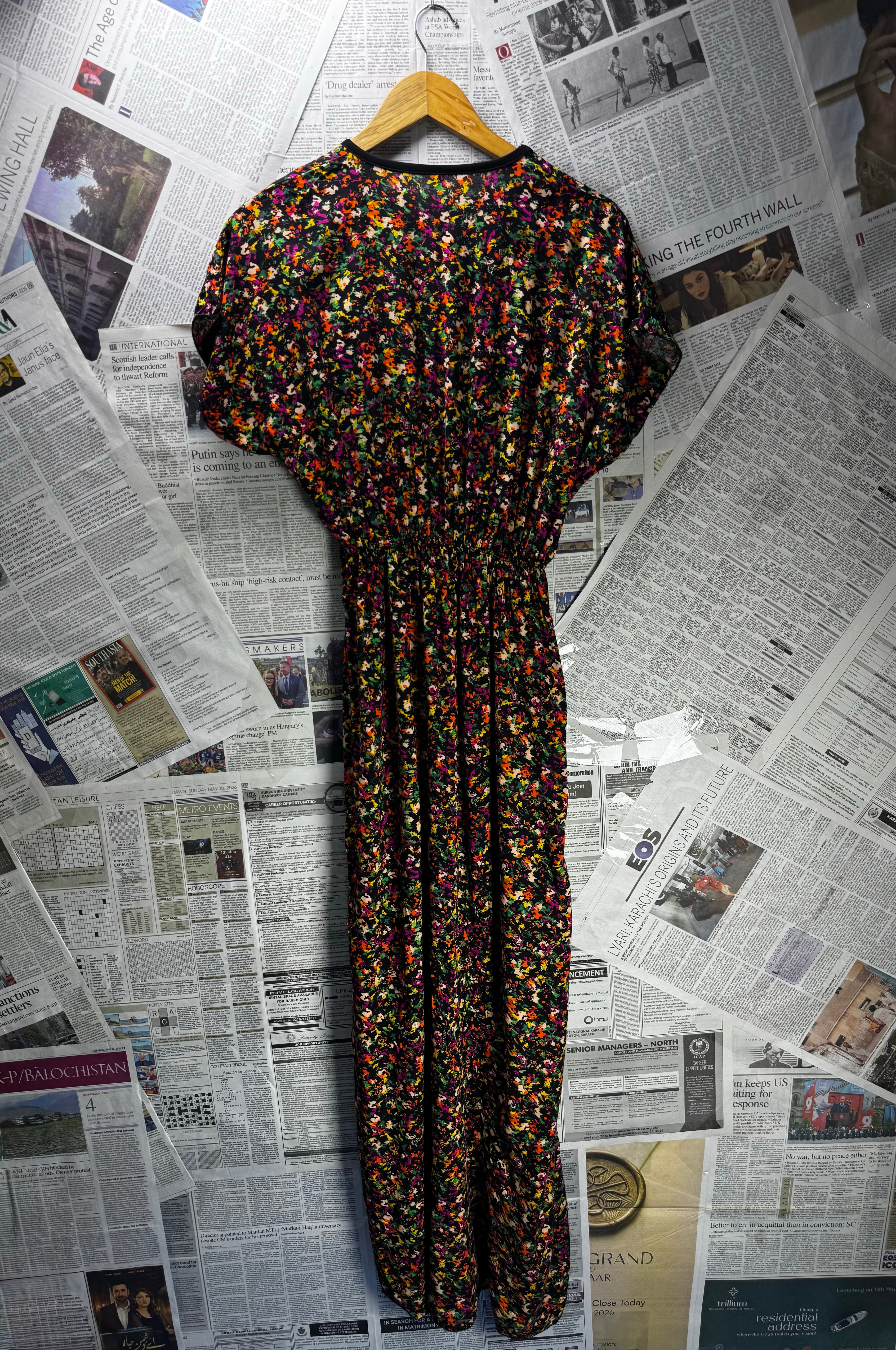 ® XL | Bust: 22" | Multicolored Speckled Print | Maxi Dress | B3 - 5401 - Genuine Maal