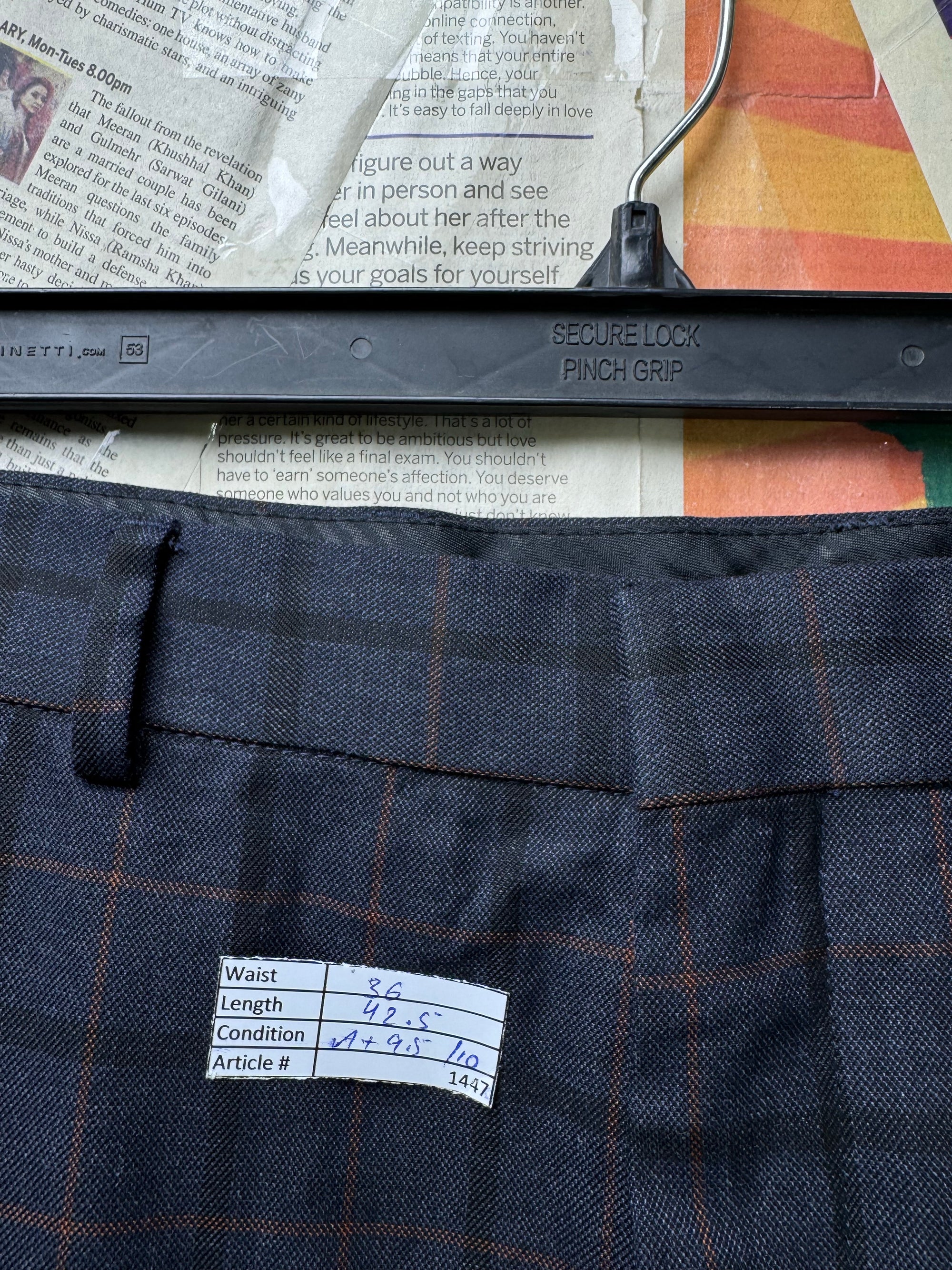 Villain® Waist: 36" | Blue Plaid | Dress Pants | Poly - Viscose | 1447 - Genuine Maal