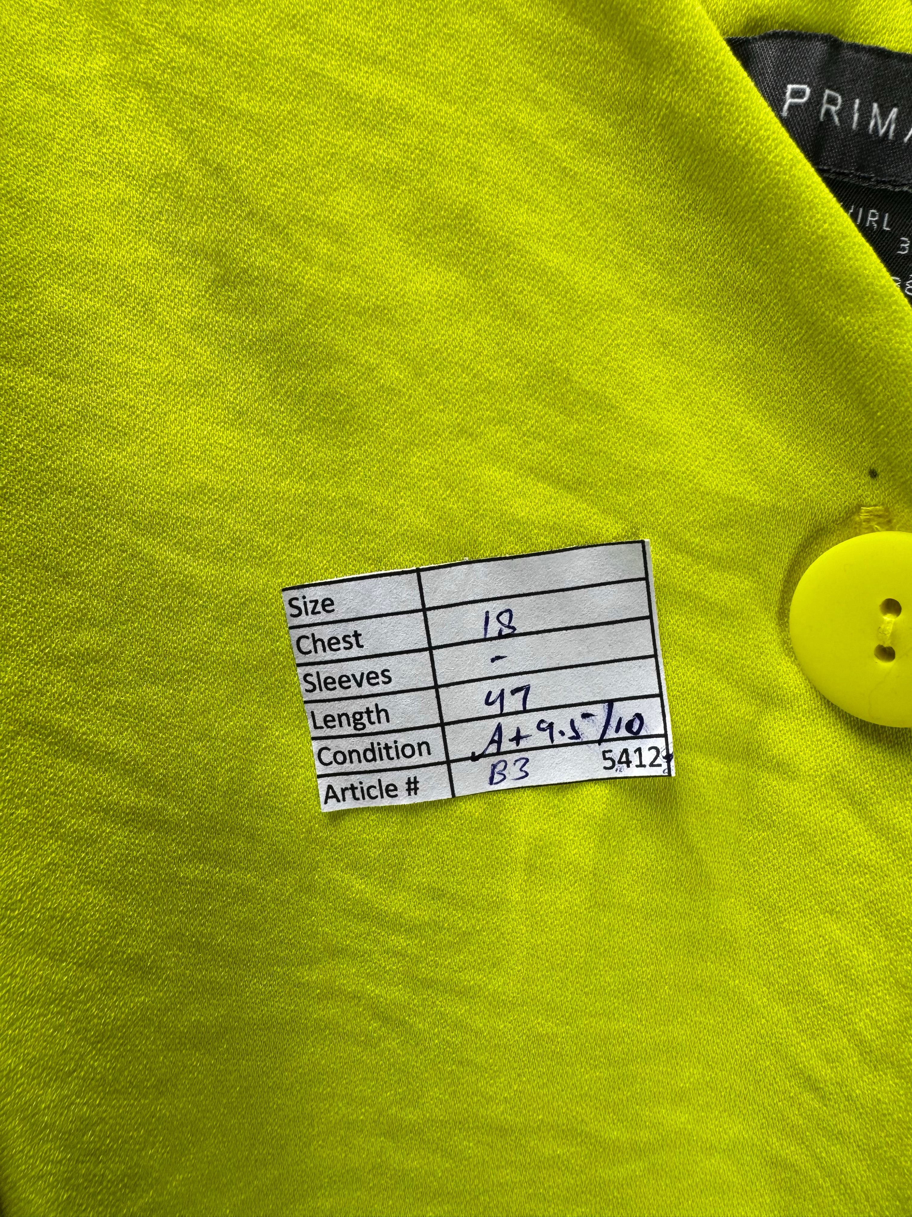 Primark® Small | Bust: 18" | Solid Neon Lime | Midi Dress | B3 - 5412 - Genuine Maal