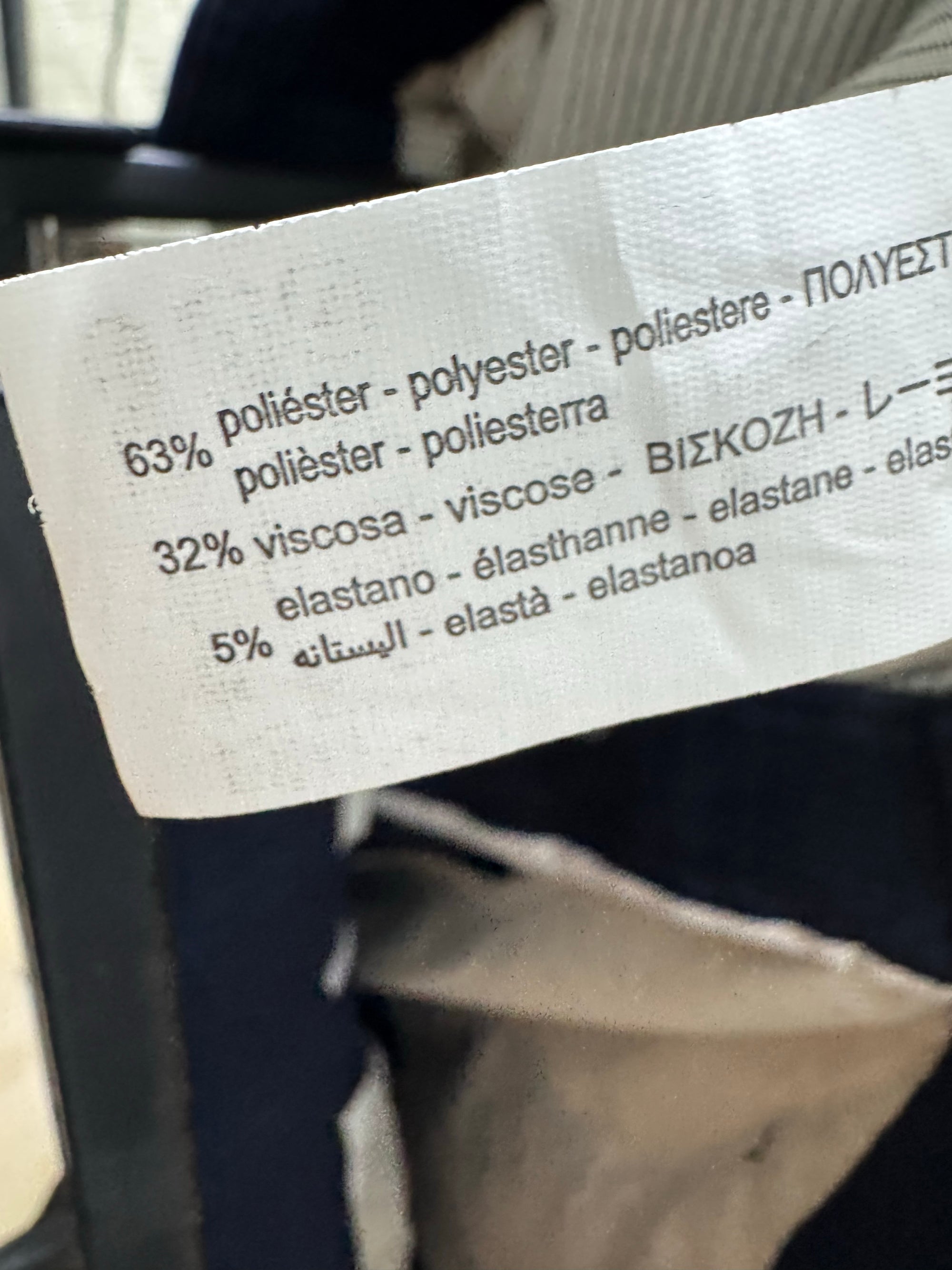 Zara® Waist: 34" to 36" | Navy Blue Plaid | Semi Formal Pants | Poly - Visc - Elastane | 1443 - Genuine Maal