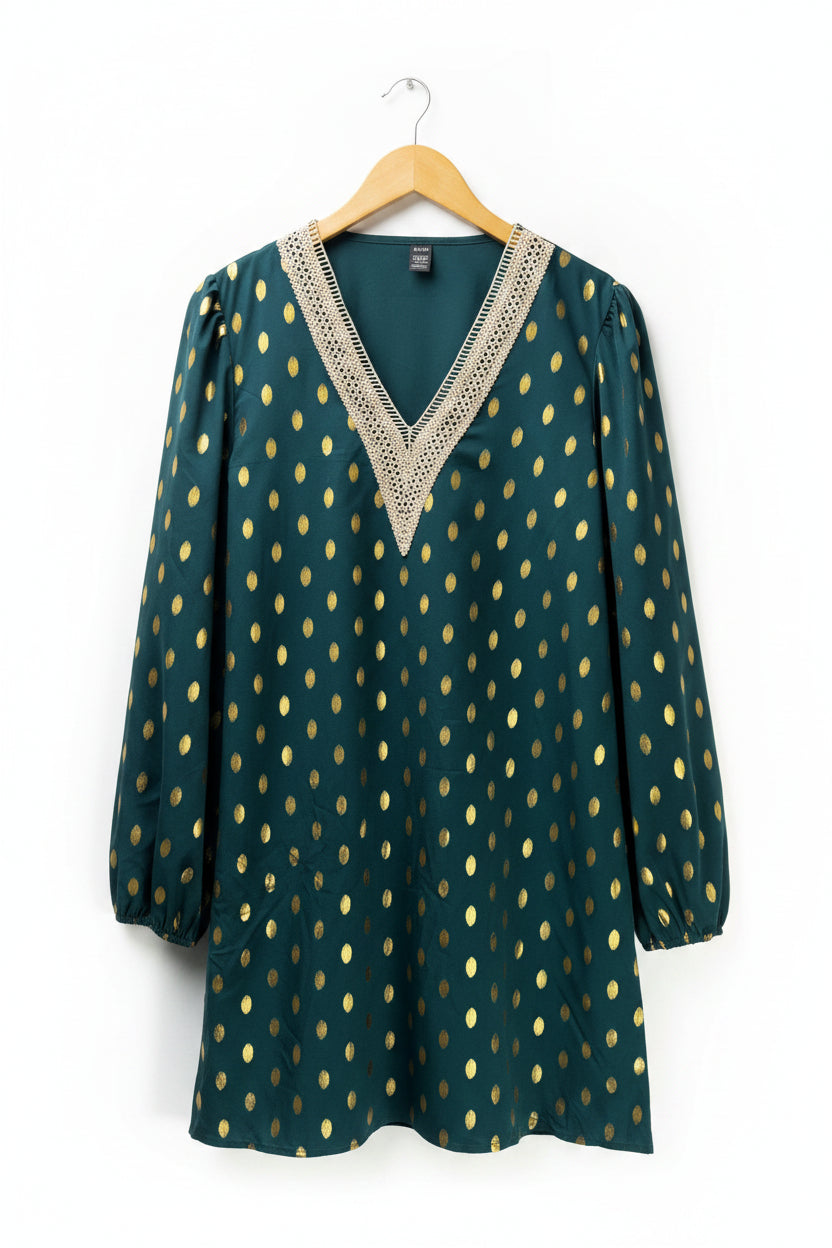 Shein® XL | Bust: 21.5" | Metallic Polka Dot | Mini Dress | B3 - 5009 - Genuine Maal