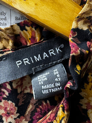 Primark® Medium | Bust: 19" | Autumnal Floral | Midi Dress | B3 - 5005 - Genuine Maal