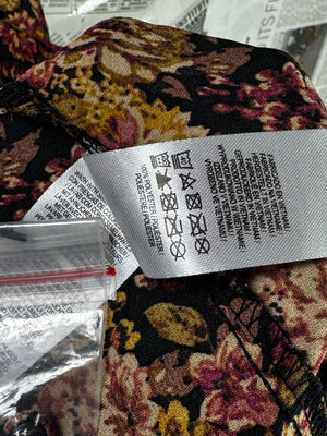 Primark® Medium | Bust: 19" | Autumnal Floral | Midi Dress | B3 - 5005 - Genuine Maal