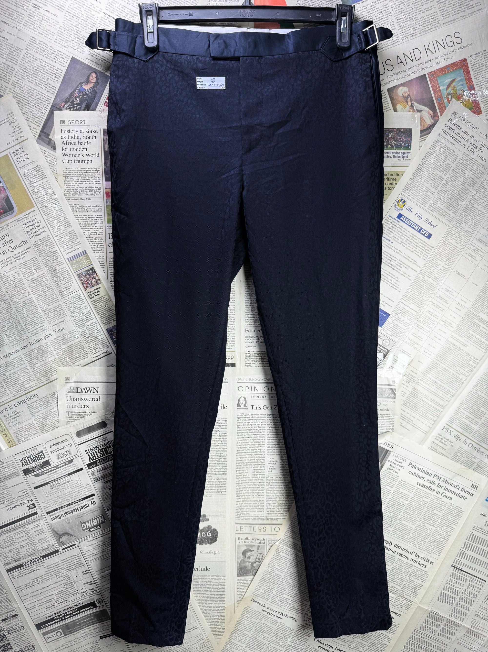 NOAK® Waist: 34" | Black with pattern embose | Party Pants | Wool - Poly - Elastane - Cotton | 1365 - Genuine Maal