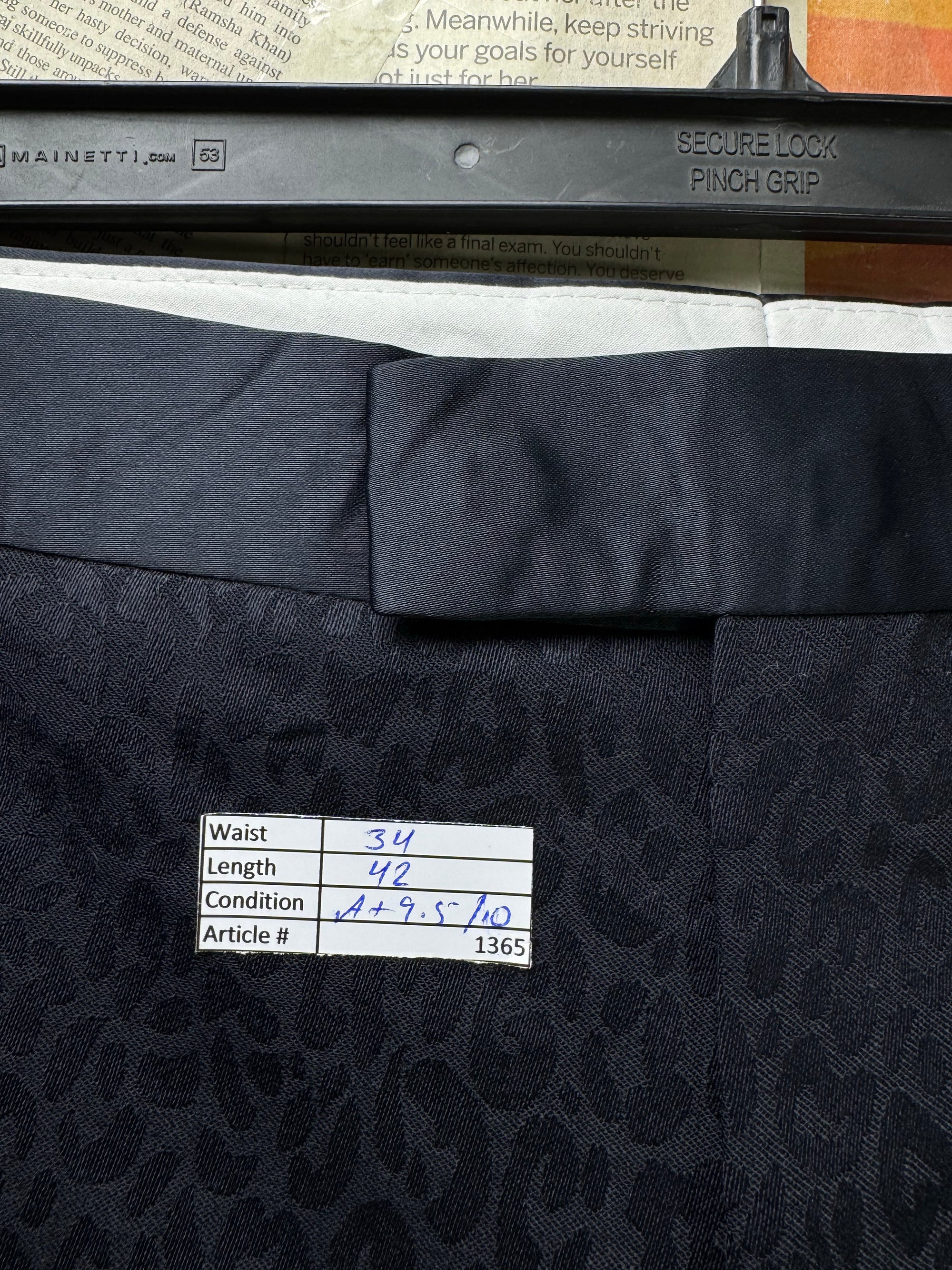 NOAK® Waist: 34" | Black with pattern embose | Party Pants | Wool - Poly - Elastane - Cotton | 1365 - Genuine Maal