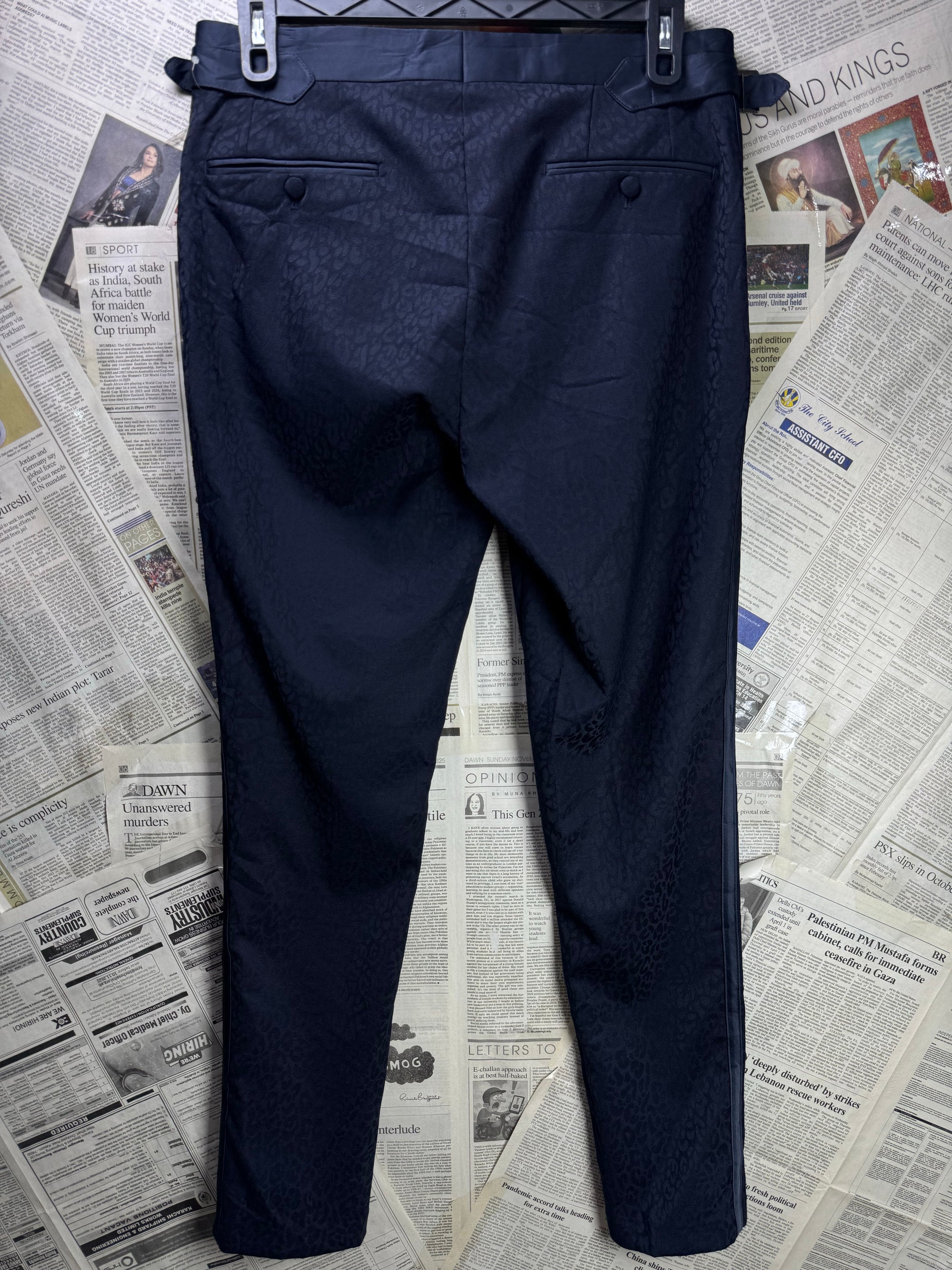 NOAK® Waist: 34" | Black with pattern embose | Party Pants | Wool - Poly - Elastane - Cotton | 1365 - Genuine Maal