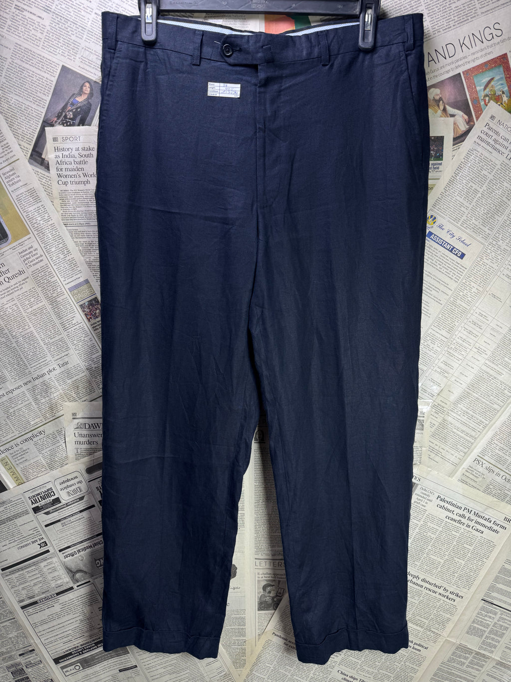 Cortina® Waist: 38" | Navy Blue | Casual Pants | Linen | 1385 - Genuine Maal