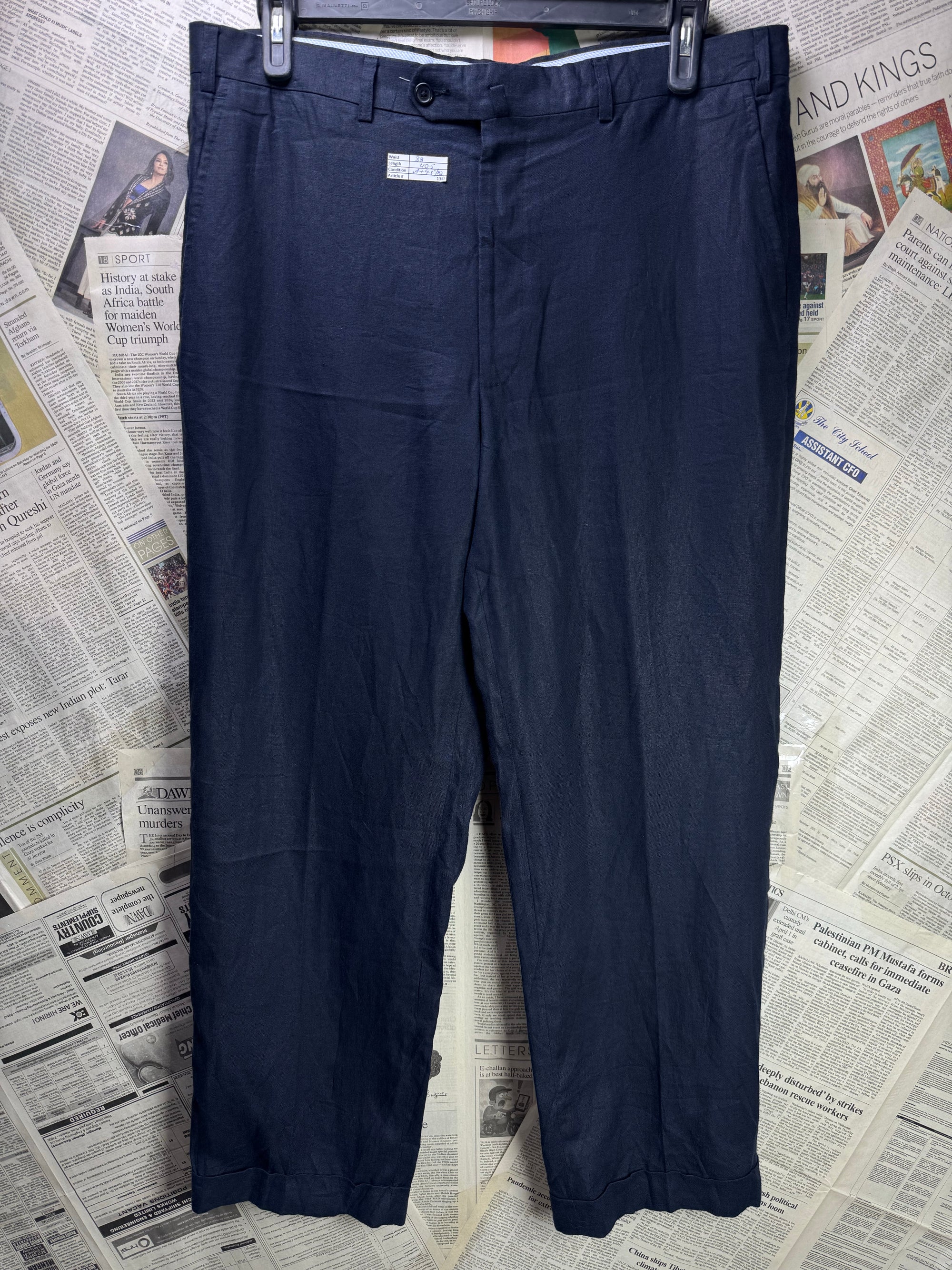 Cortina® Waist: 38" | Navy Blue | Casual Pants | Linen | 1385 - Genuine Maal
