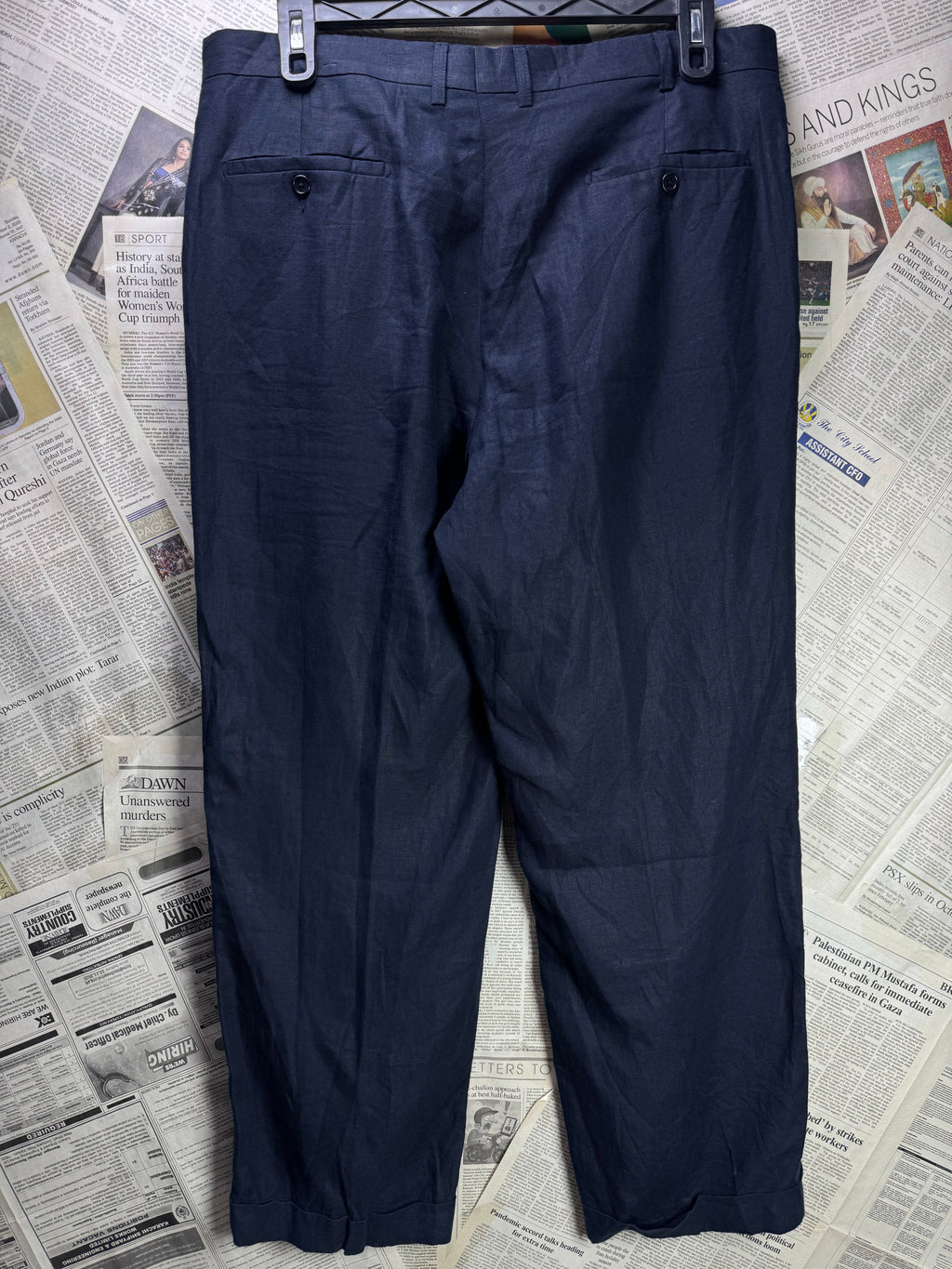 Cortina® Waist: 38" | Navy Blue | Casual Pants | Linen | 1385 - Genuine Maal