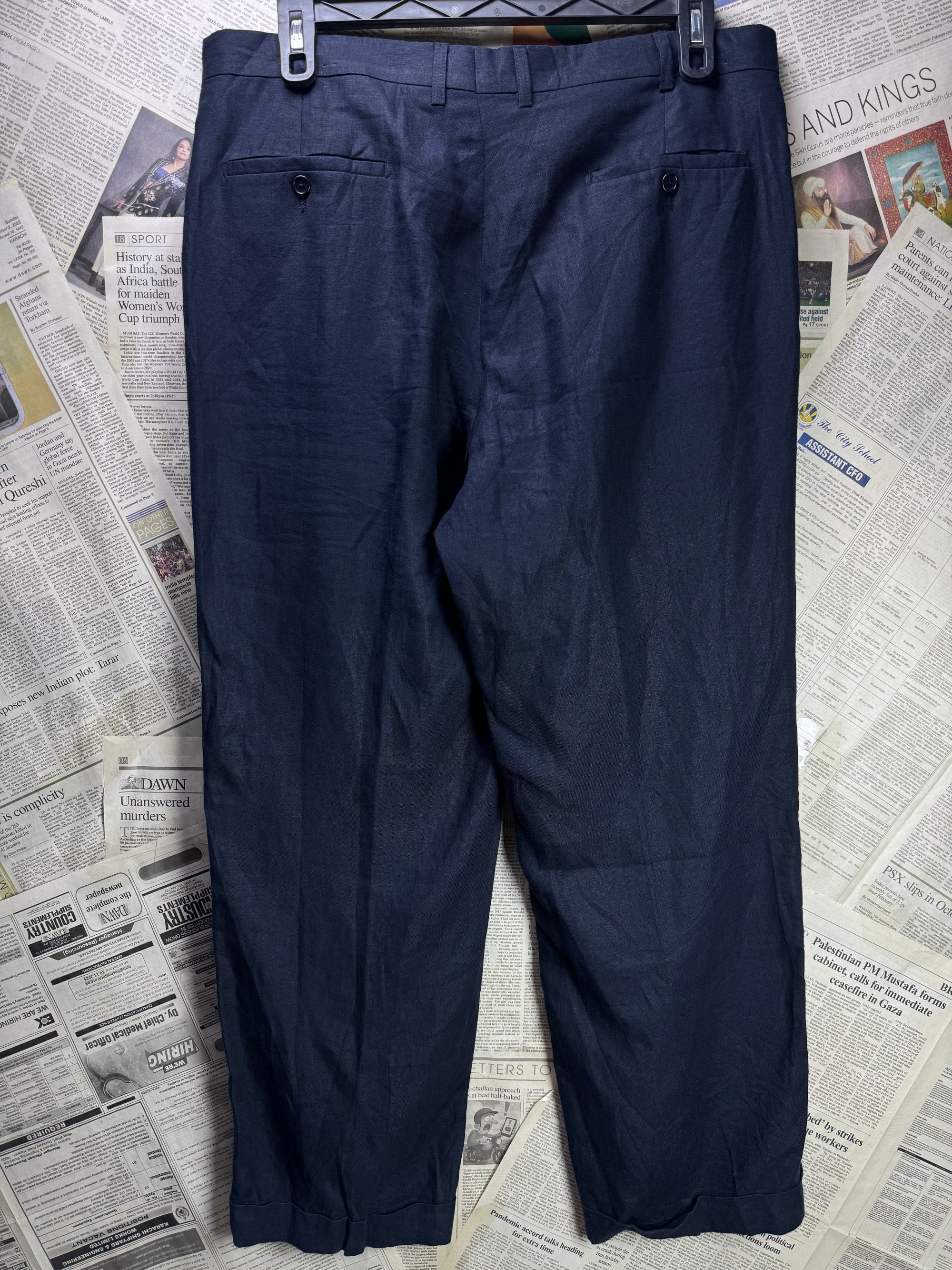 Cortina® Waist: 38" | Navy Blue | Casual Pants | Linen | 1385 - Genuine Maal