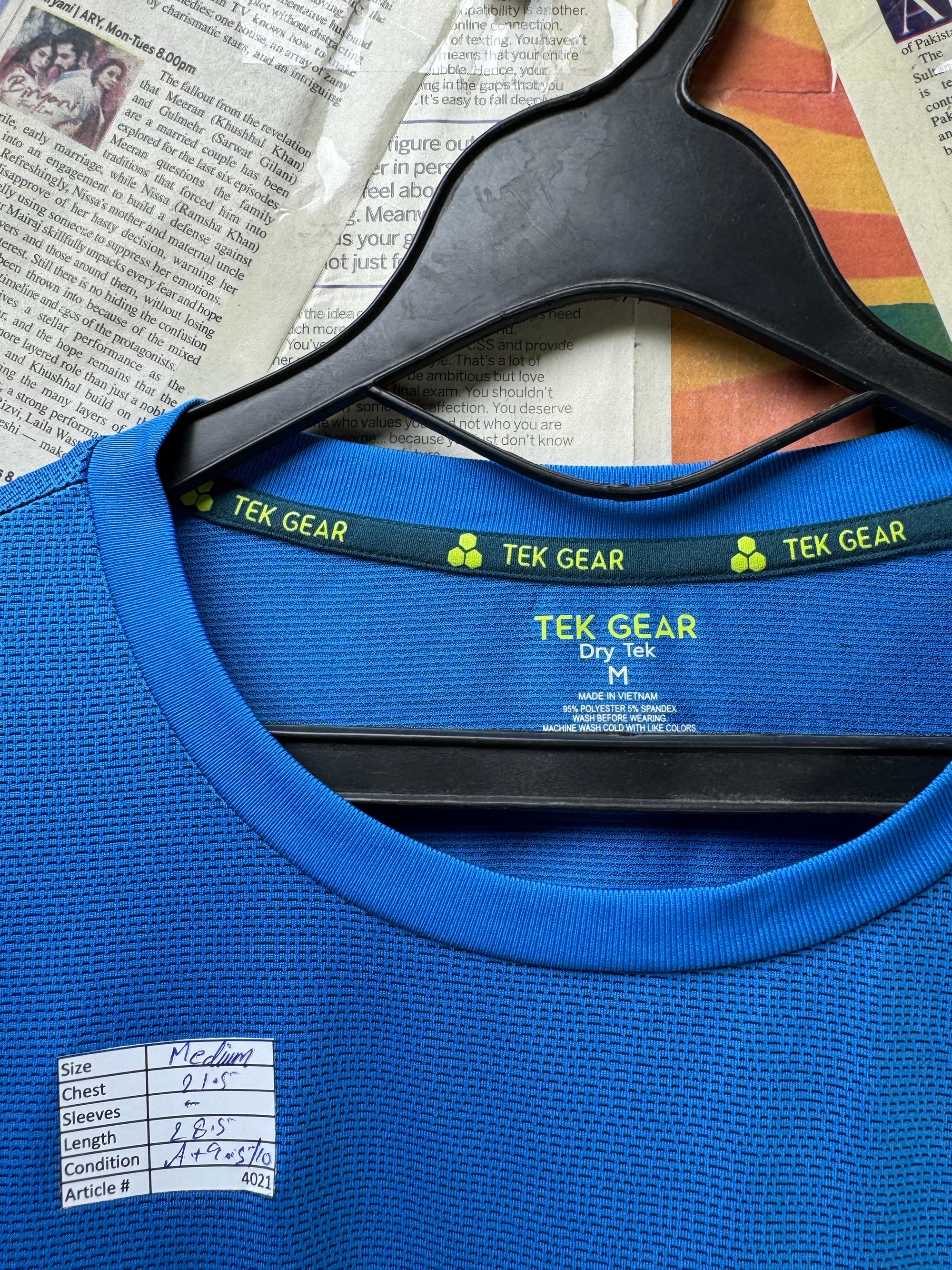 Tek Gear® Medium | Chest: 21.5" | Royal Blue | Gym T-Shirt | Poly - Spandex | 4021 - Genuine Maal