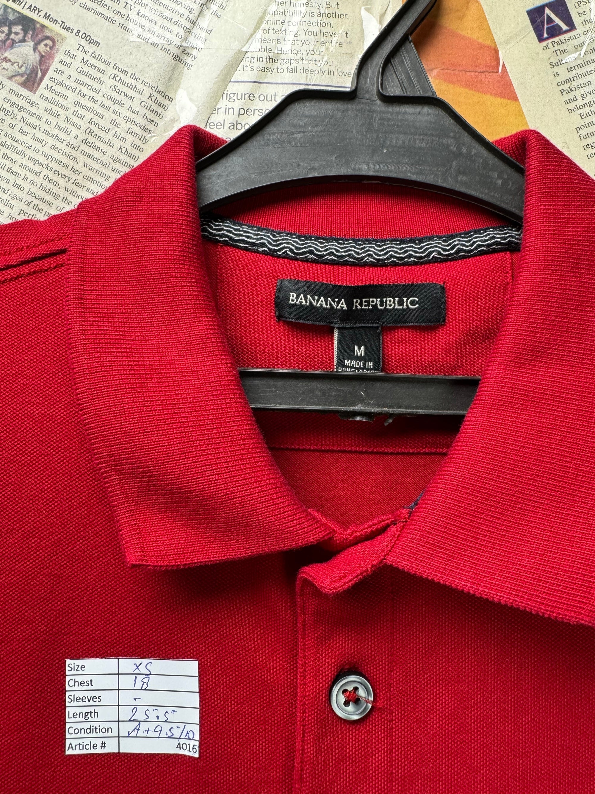 Banana Rep*blic® XS | Chest: 18" | Red | Polo | Cotton - Lycra | 4016 - Genuine Maal