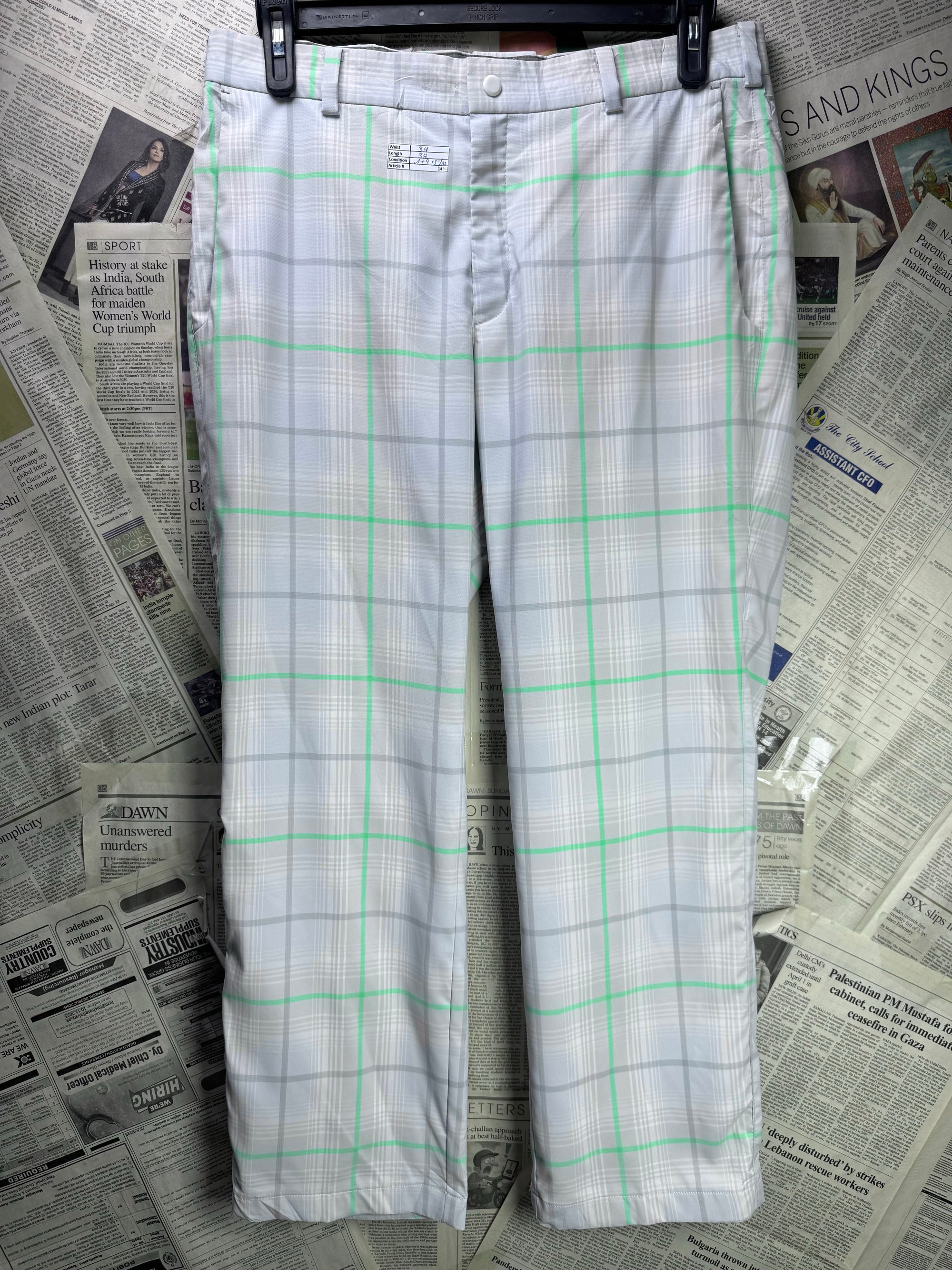N*ke® Waist: 34" | Grey Plaid | Golf Pants | Poly - Spandex | 1431 - Genuine Maal