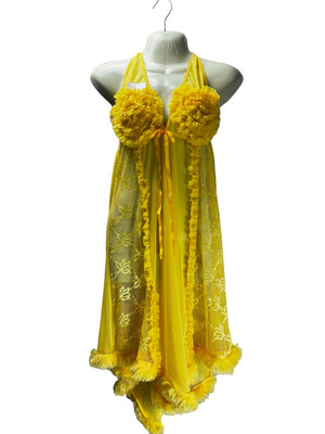 ® XS | Bust: 14" | Floral Embroidery | Babydoll Mini Dress | B4 - 5388 - Genuine Maal