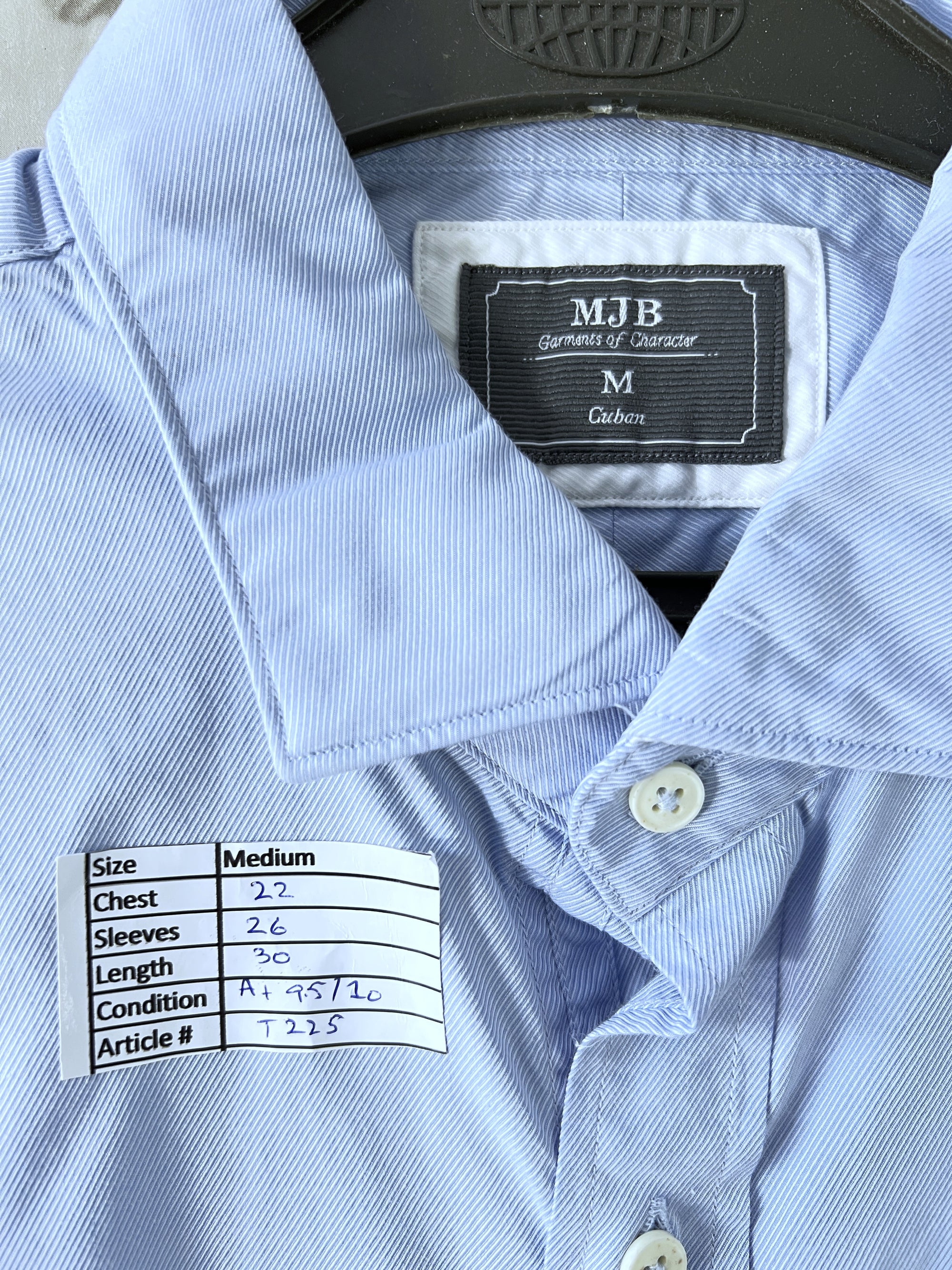 MJB® Medium | Chest: 22" | Light Blue | Shirt | Cotton | 225 - Genuine Maal