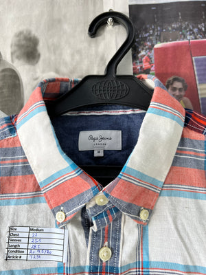Pepe Jeans London® Medium | Chest: 22" | Plaid | Shirt | Cotton - Lyocell - Linen | 231 - Genuine Maal