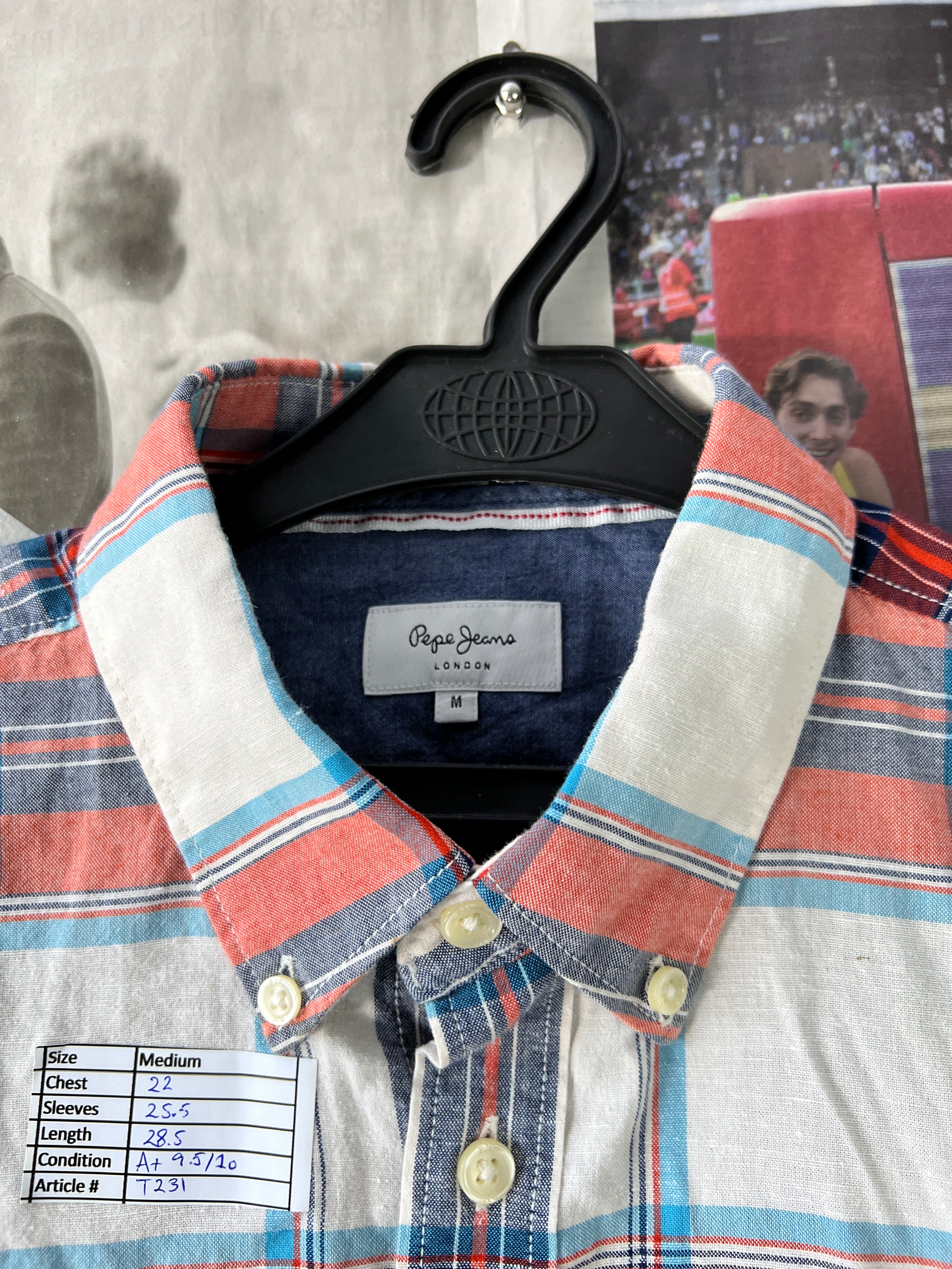 Pepe Jeans London® Medium | Chest: 22" | Plaid | Shirt | Cotton - Lyocell - Linen | 231 - Genuine Maal