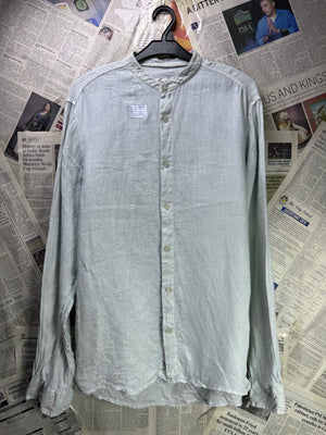 Pull & Be*r® Small | Chest: 20.5" | Band Collar Shirt | Linen | 4020 - Genuine Maal