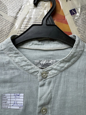 Pull & Be*r® Small | Chest: 20.5" | Band Collar Shirt | Linen | 4020 - Genuine Maal