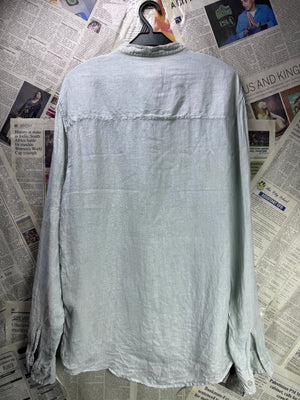 Pull & Be*r® Small | Chest: 20.5" | Band Collar Shirt | Linen | 4020 - Genuine Maal