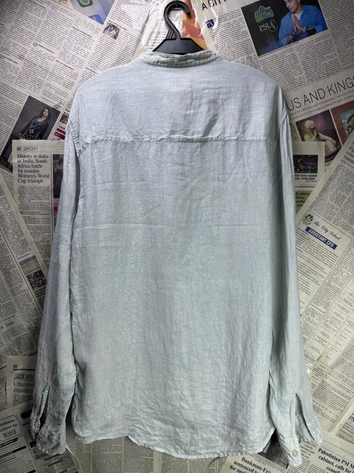 Pull & Be*r® Small | Chest: 20.5" | Band Collar Shirt | Linen | 4020 - Genuine Maal
