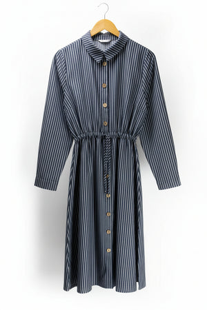 Tavin® Medium | Bust: 19" | Vertical Pinstripe | Midi Dress | B4 - 5201 - Genuine Maal