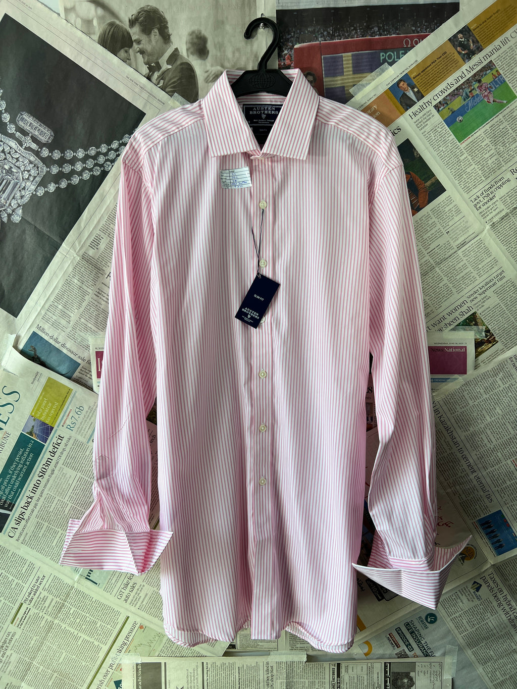 Austin Brothers® Medium | Chest: 22.5" | Pink with White Stripes | Shirt | Cotton | 235 - Genuine Maal