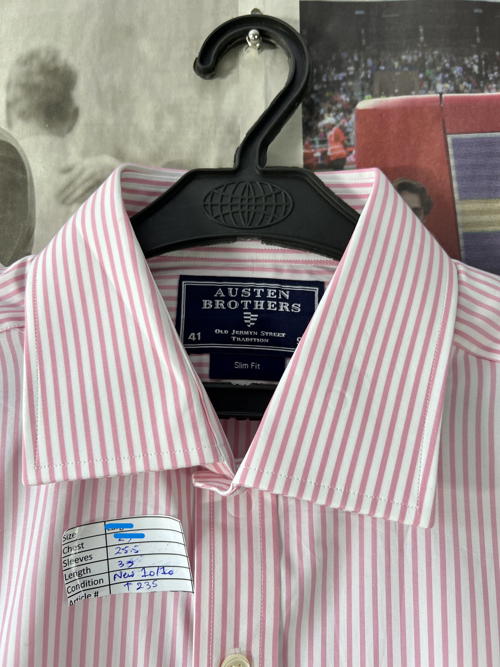 Austin Brothers® Medium | Chest: 22.5" | Pink with White Stripes | Shirt | Cotton | 235 - Genuine Maal