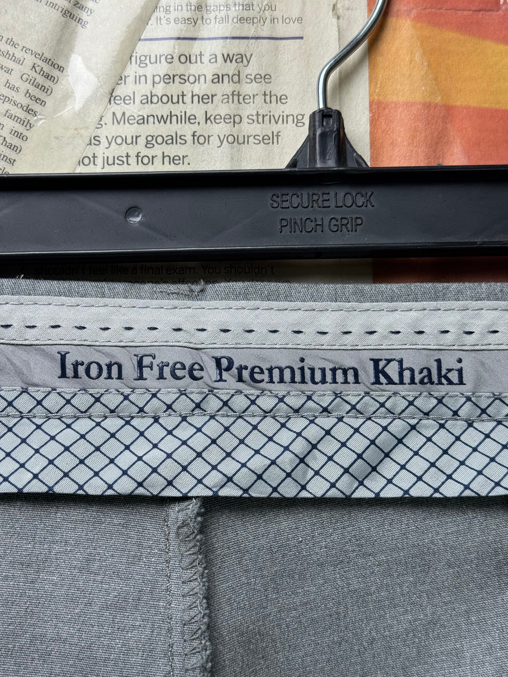 Haggar® Waist: 38" | Grey | Slim Straight Fit Dress Pants | Cotton - Poly - Elastane | 1419 - Genuine Maal