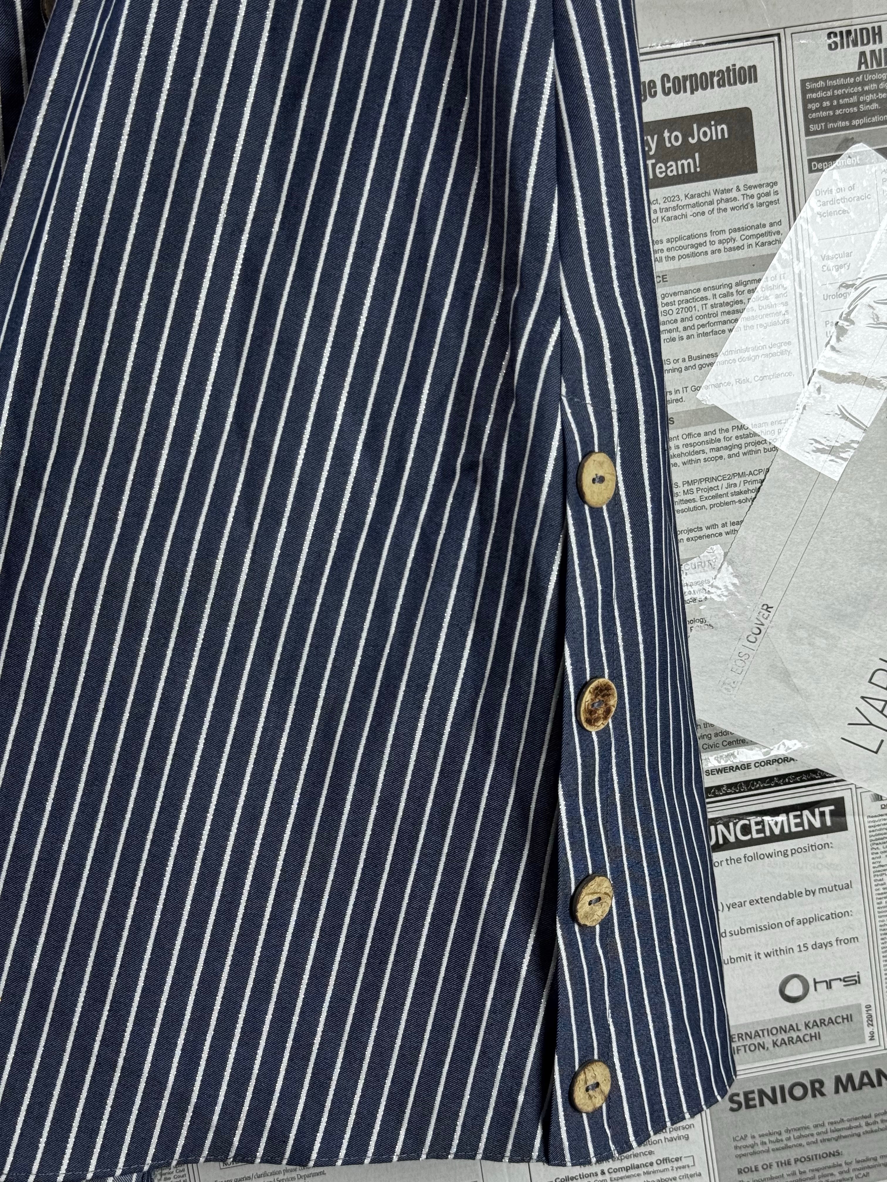 Tavin® Medium | Bust: 19" | Vertical Pinstripe | Midi Dress | B4 - 5201 - Genuine Maal